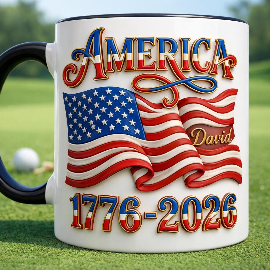 Personalized America 1776-2026 Mug, Custom Name Patriotic Coffee Cup, USA Flag 250th Anniversary Gift, Independence 2026