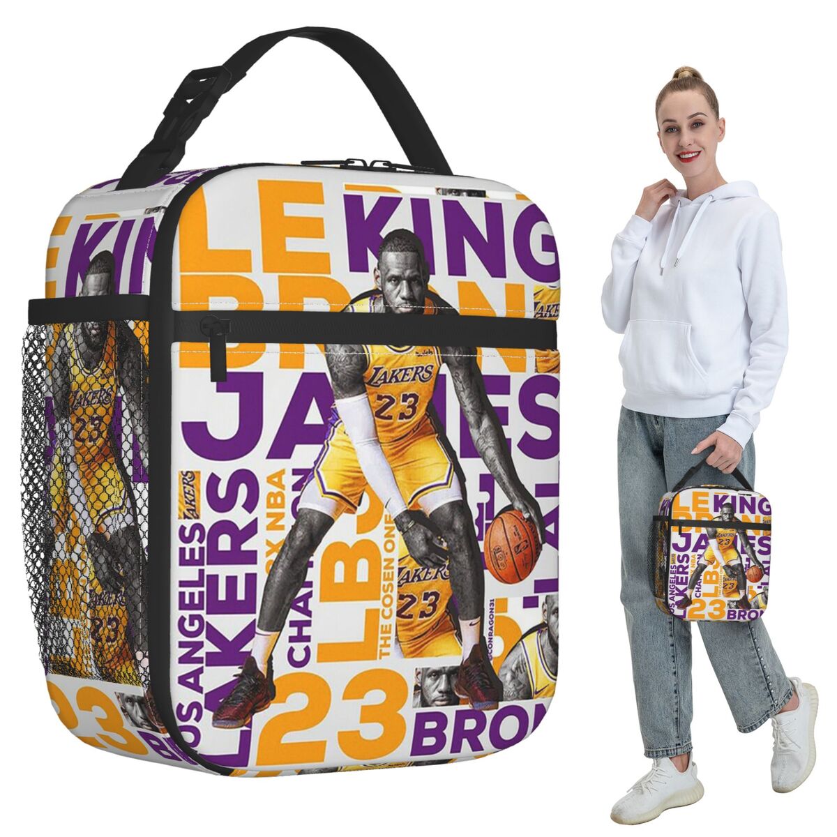 LeBron James Kids Lunch Bag Insulated Cooler Food Box Tote for Women Office Portable Thermal Container