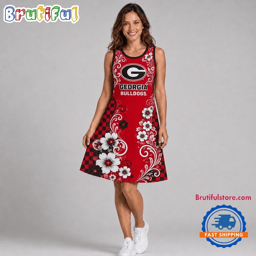 GA bulldogs NCAA Sporty Floral Elegance Women’s Sleeveless Dress