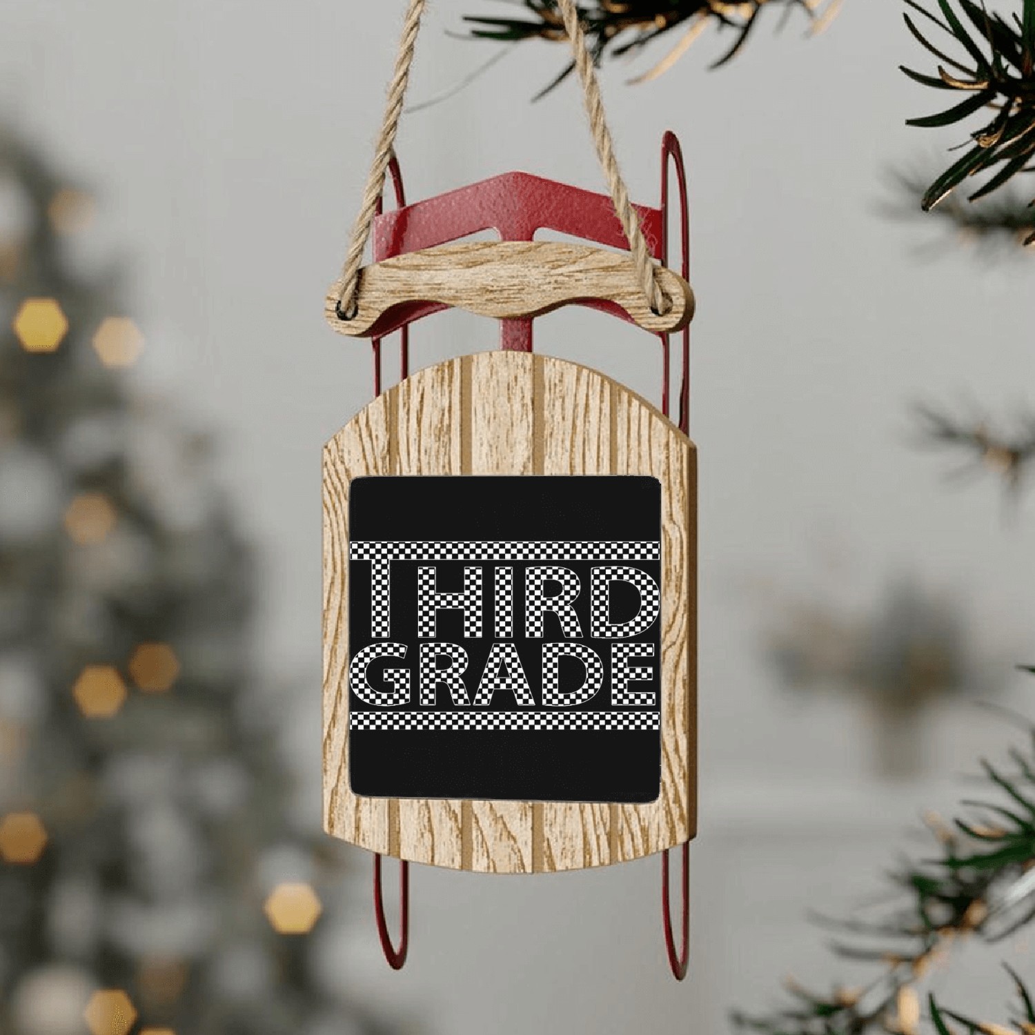 Third Grade Teacher Sled Ornaments, Third Grade Sled Ornaments, Fir