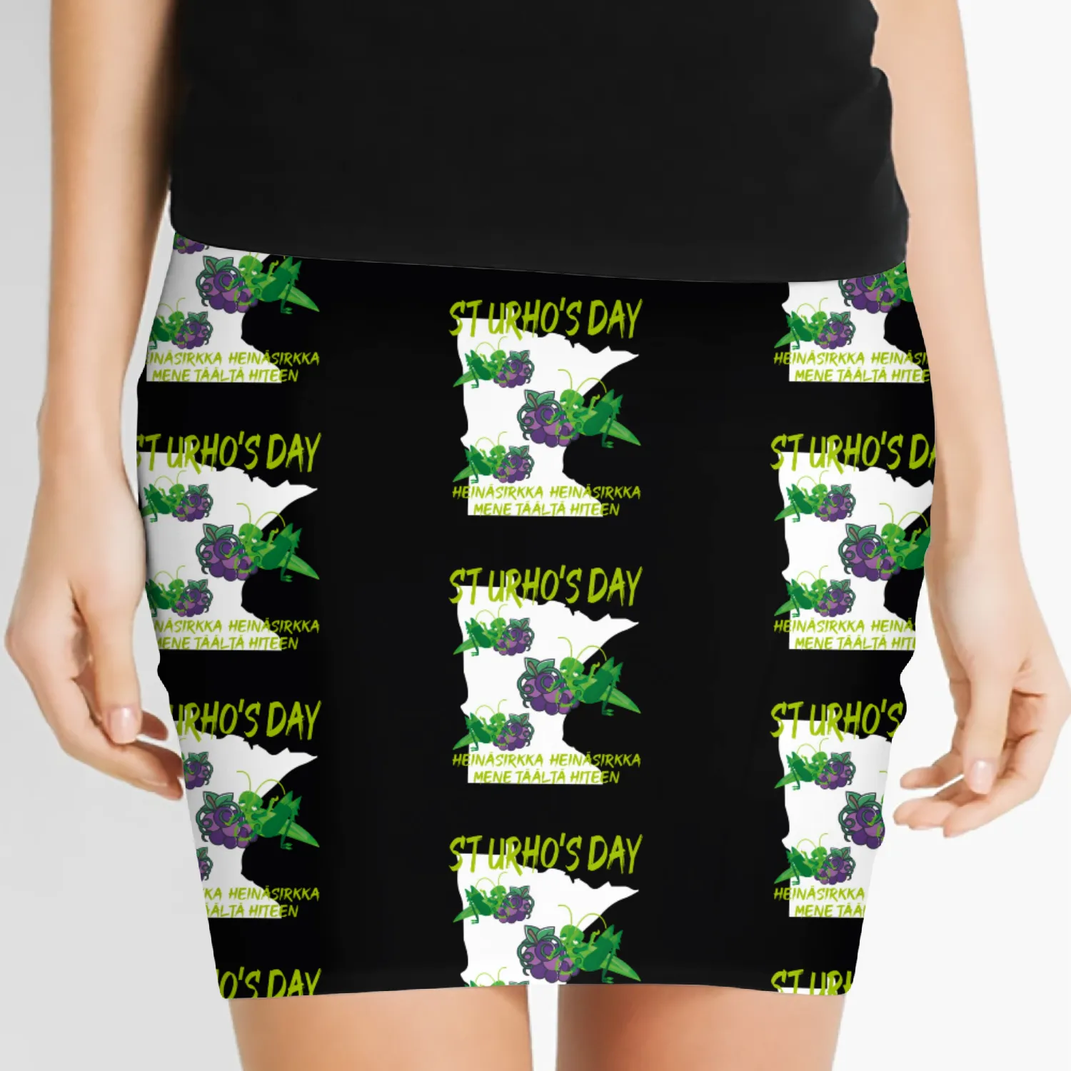 St Urhos Day Grasshopper Grapes Vineyard Minnesota Women's Mini Skirts