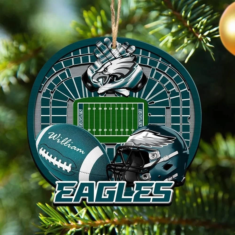 Personalized Philadelphia Football Team Eagles Christmas Ornament Gift Decor
