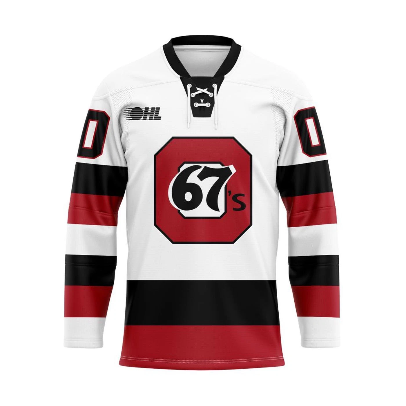 Ottawa 67’s Personalized White Lace Hockey Shirt