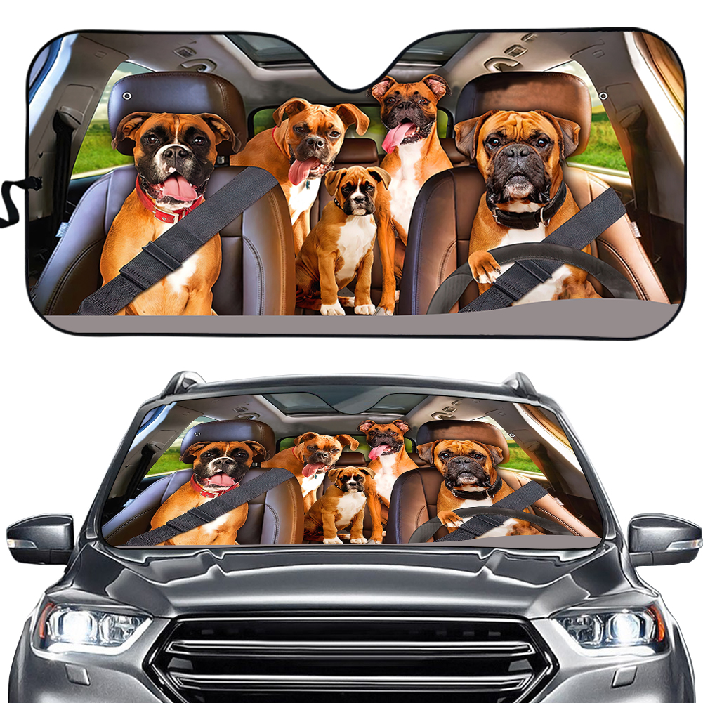 Funny Boxer Sunshade, Boxer Car Sun Shade, Boxer Car Decoration, Dog Car Accessories