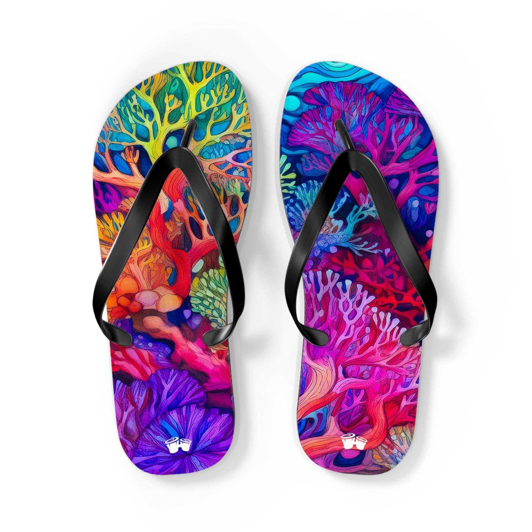Vibrant Coral Reef Flip-Flops | Beach Shoes