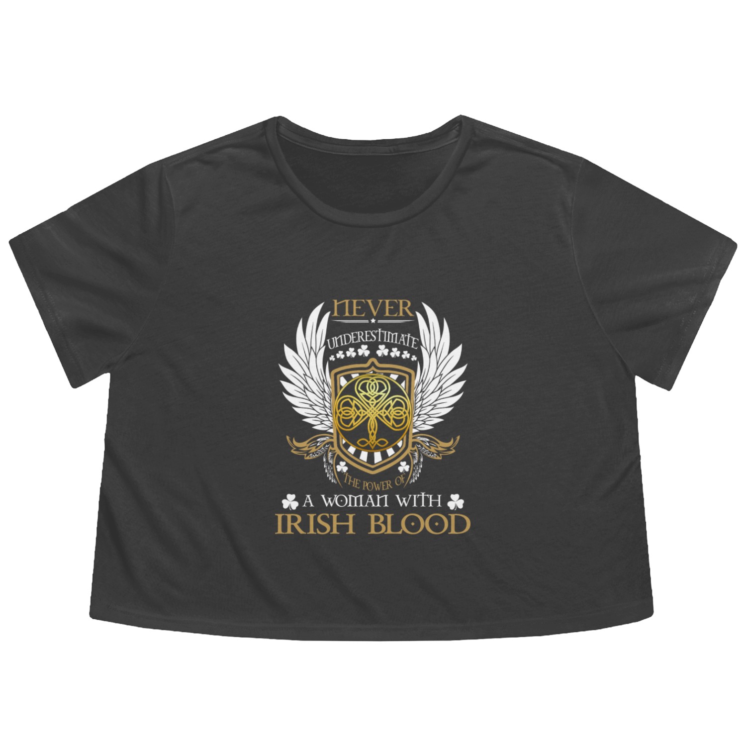 Woman with Irish blood - Never underestimate Flowy Cropped Tees