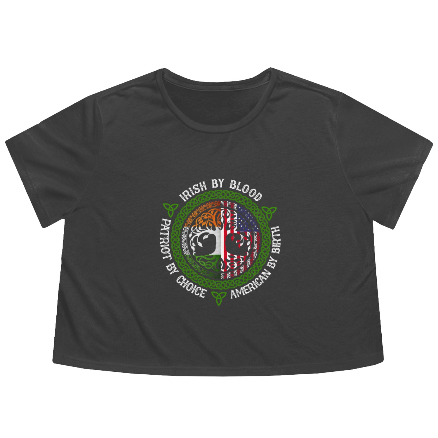 Irish American Irish By Blood Patriot By Choice Flowy Cropped Tees