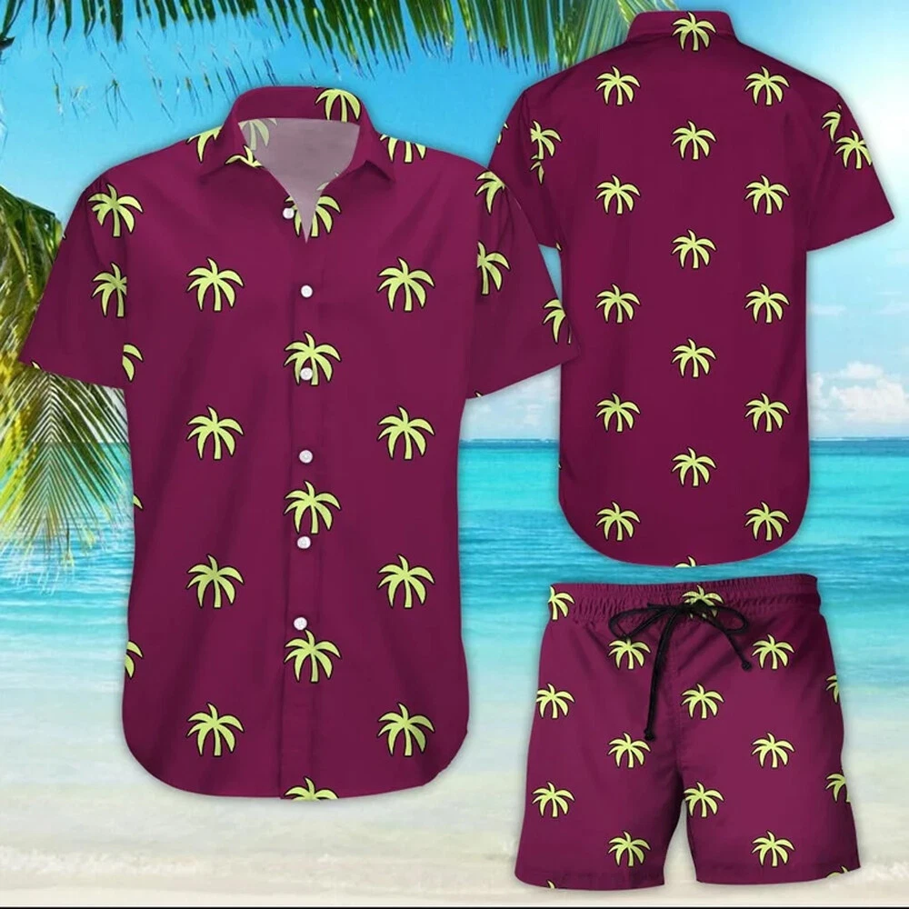 Franky 1 Piece Hawaiian Shirt And Shorts,Anime Hawaiian Beach Set