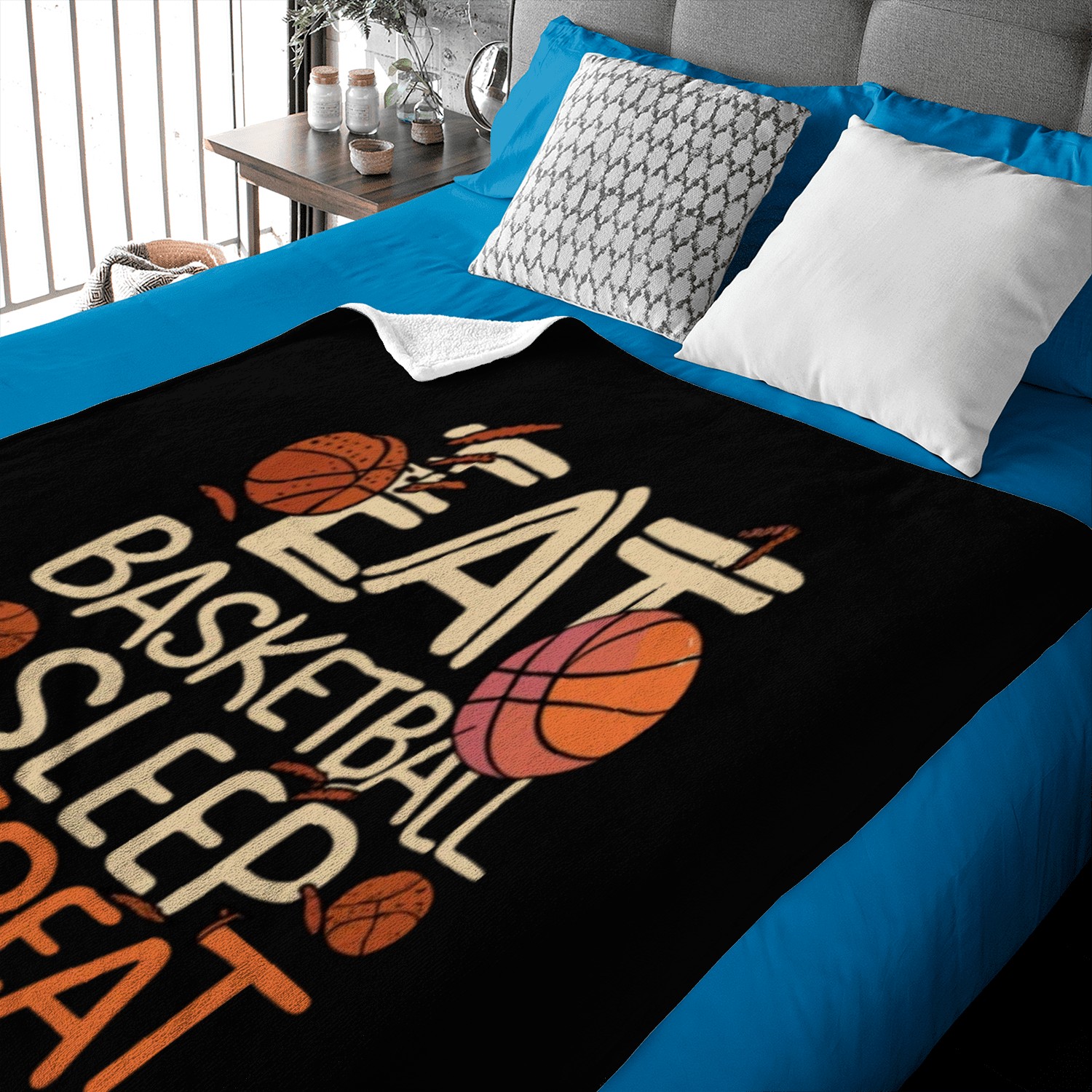 Eat basketball sleep repeat Baby Blankets