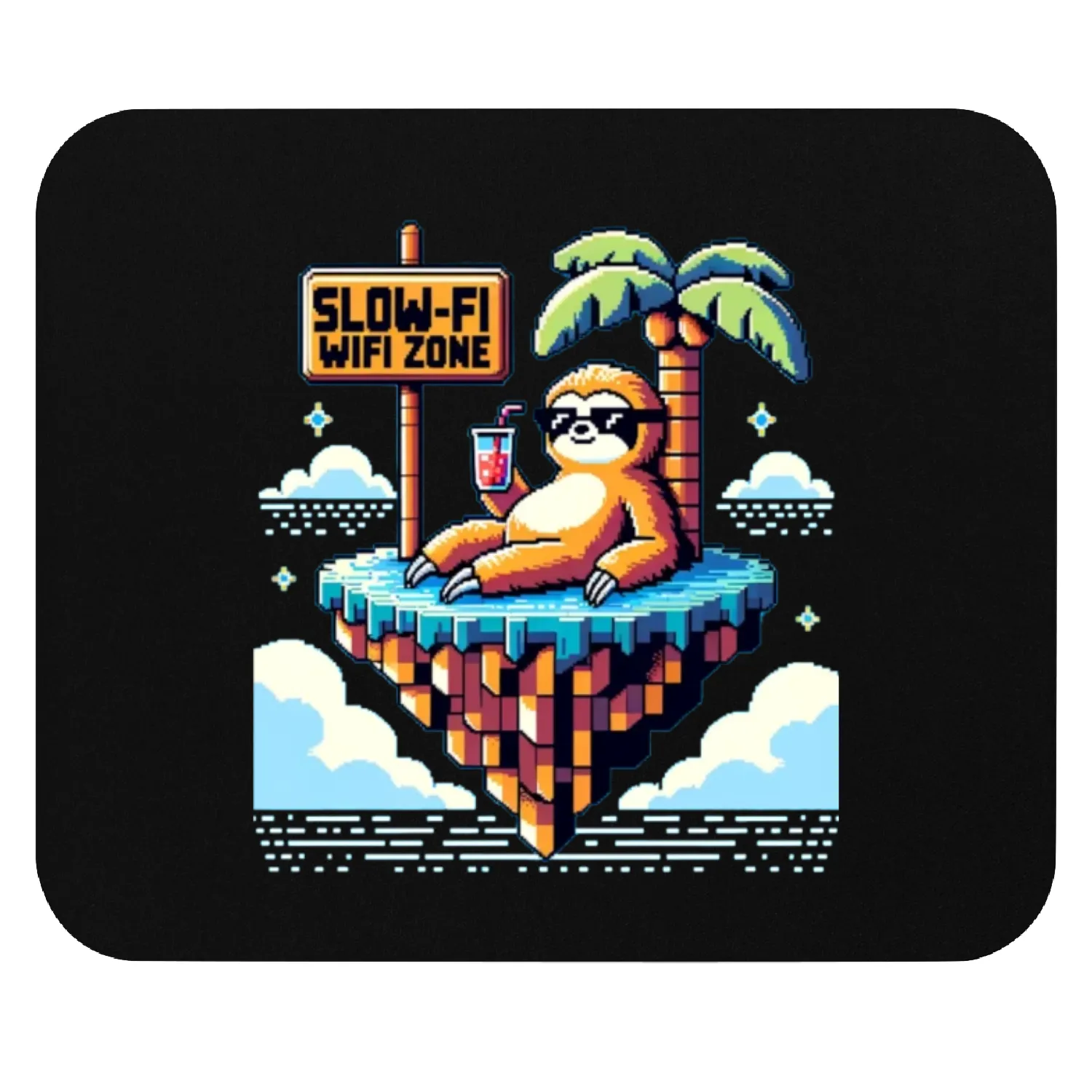 Chill Sloth on Island: Slow-Fi Relaxation Mouse Pads