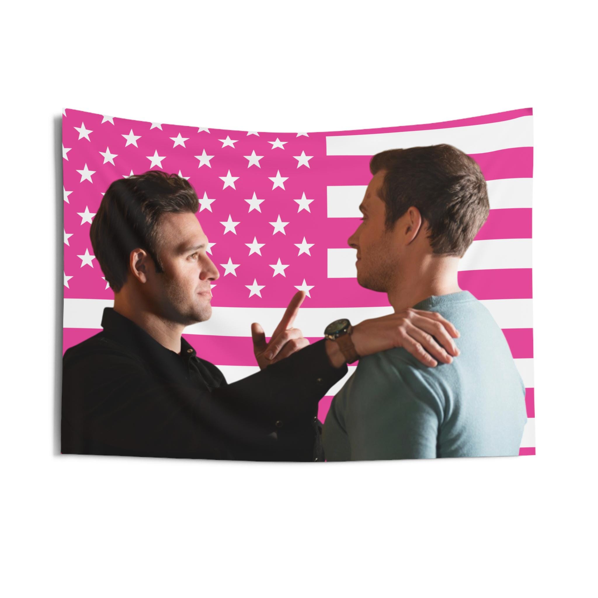 Buddie Tapestries, Evan Buckley Pink Flag, Eddie Diaz Pink Flag, Buck (Evan Buckley) and Eddie (Eddie Diaz) Indoor Wall Tapestries