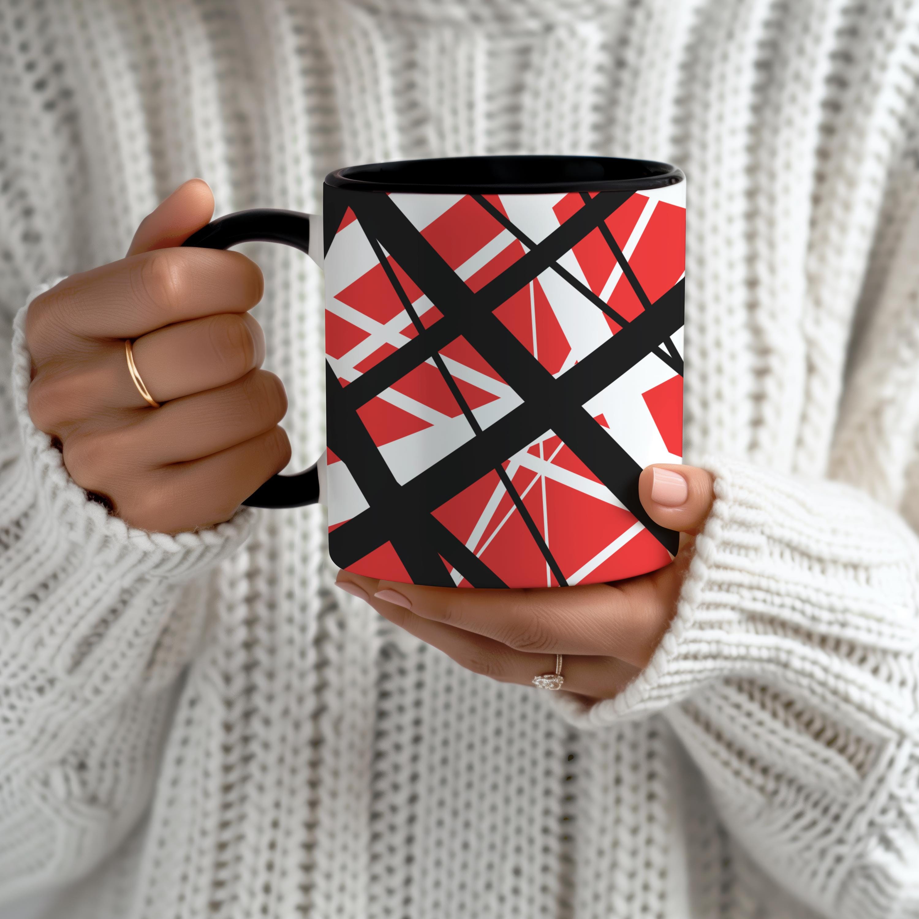 Frankenstrat Coffee Mug, evh Mug, Rock Band Fan Art, Guitar Player Present, Rock and Roll Mug, Musician Gift, Fender Heavy Metal