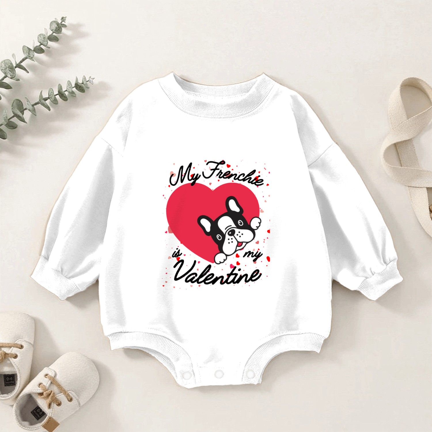My French Bulldog Is My Valentine Baby Romper Sweatshirts