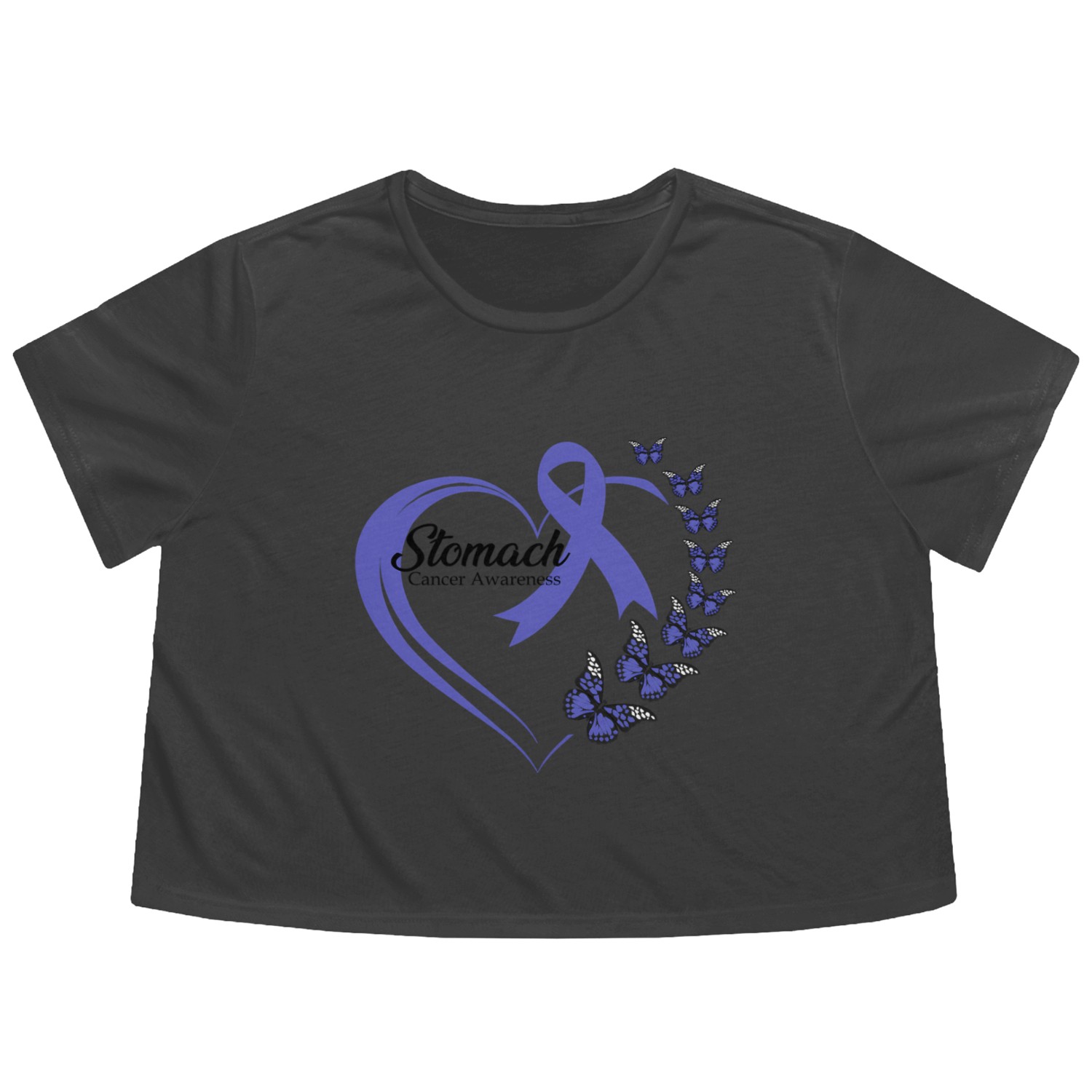 Stomach Cancer Awareness-He Butterfly Flowy Cropped Tees