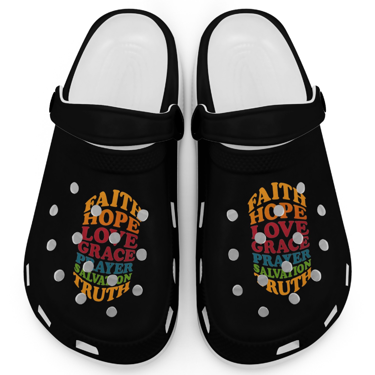 Inspirational Spiritual Word Art Design Clogs