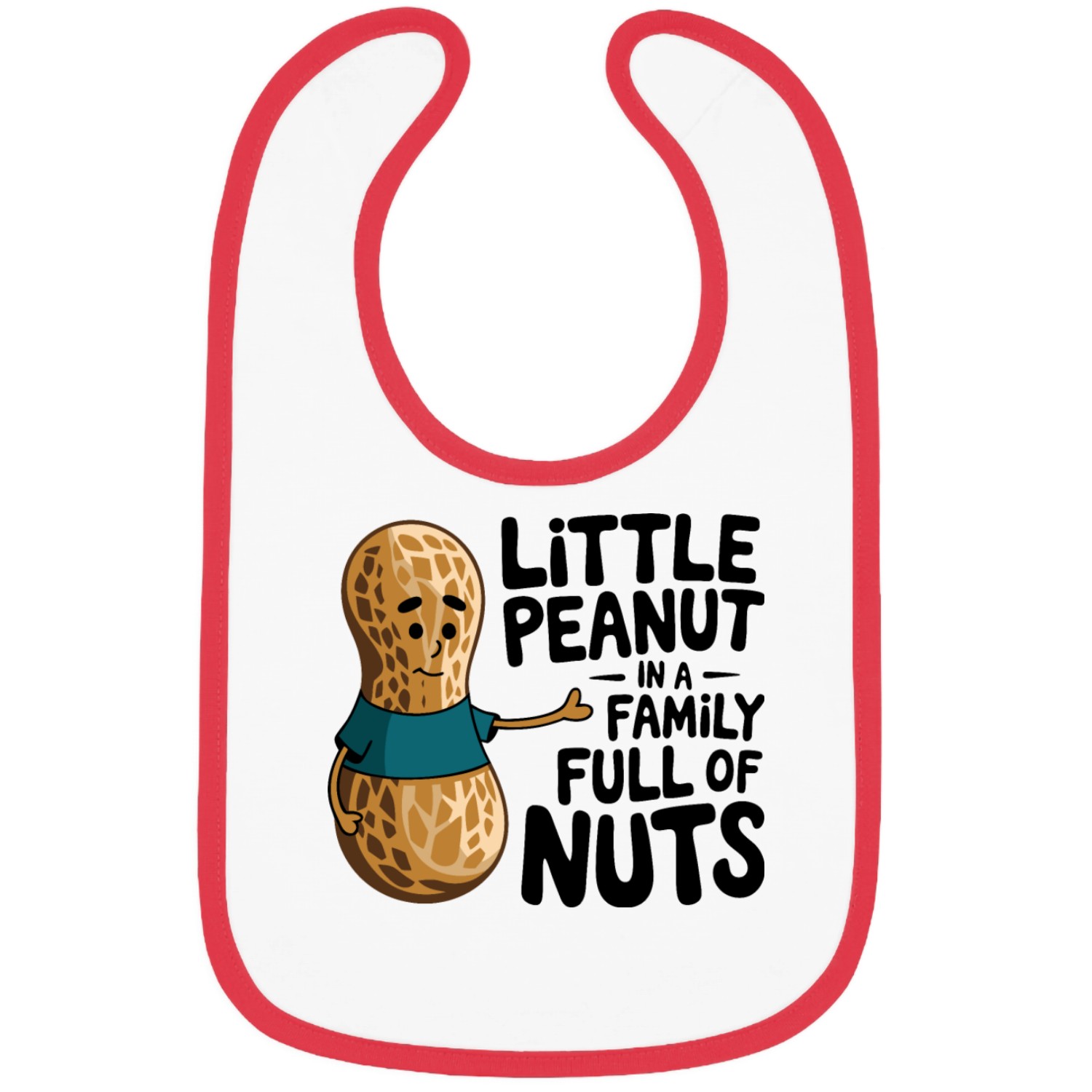 Little Peanut in A Family Full of Nuts Print Baby Bibs