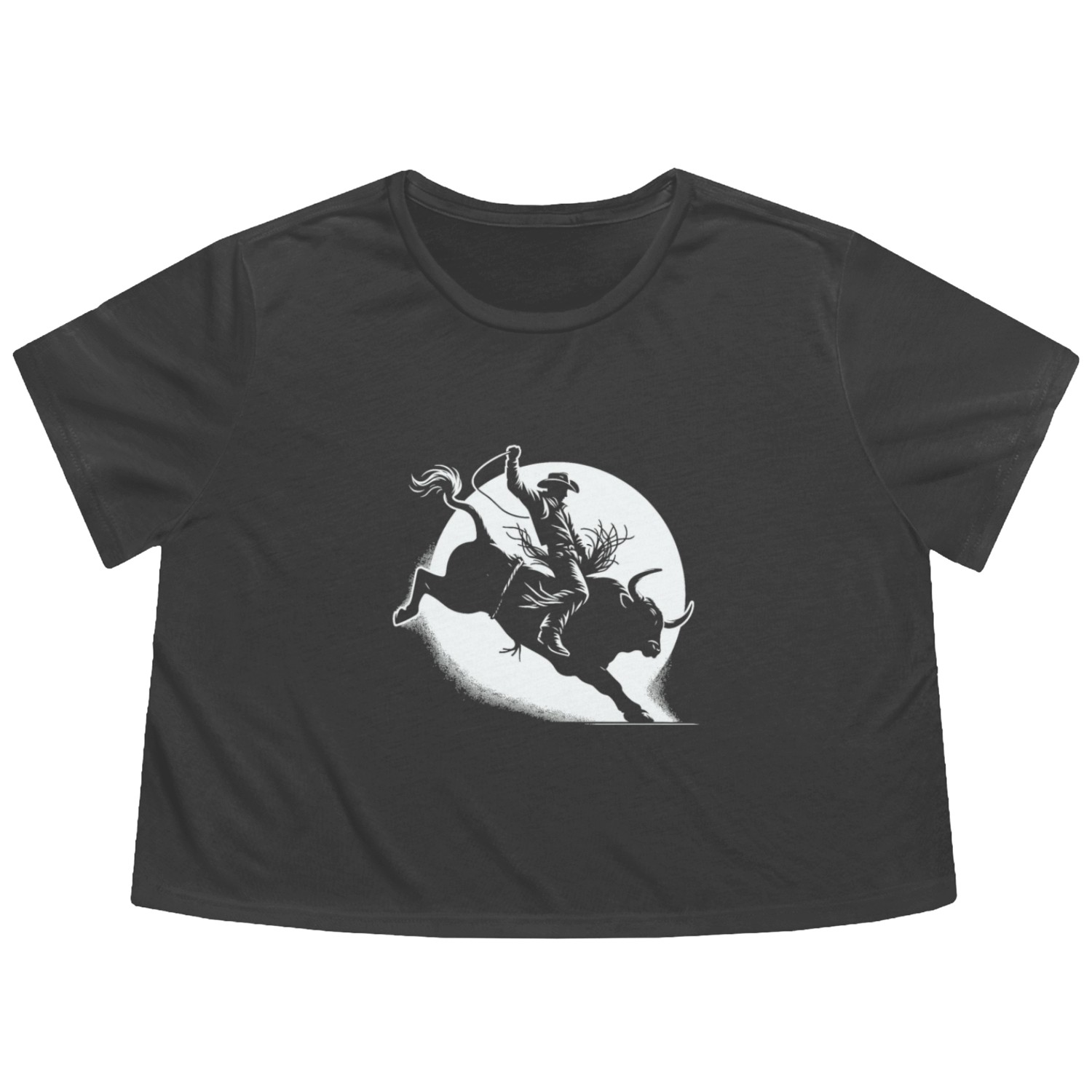 Rodeo Bull Riding Livestock Show Farmer Cattle Flowy Cropped Tees