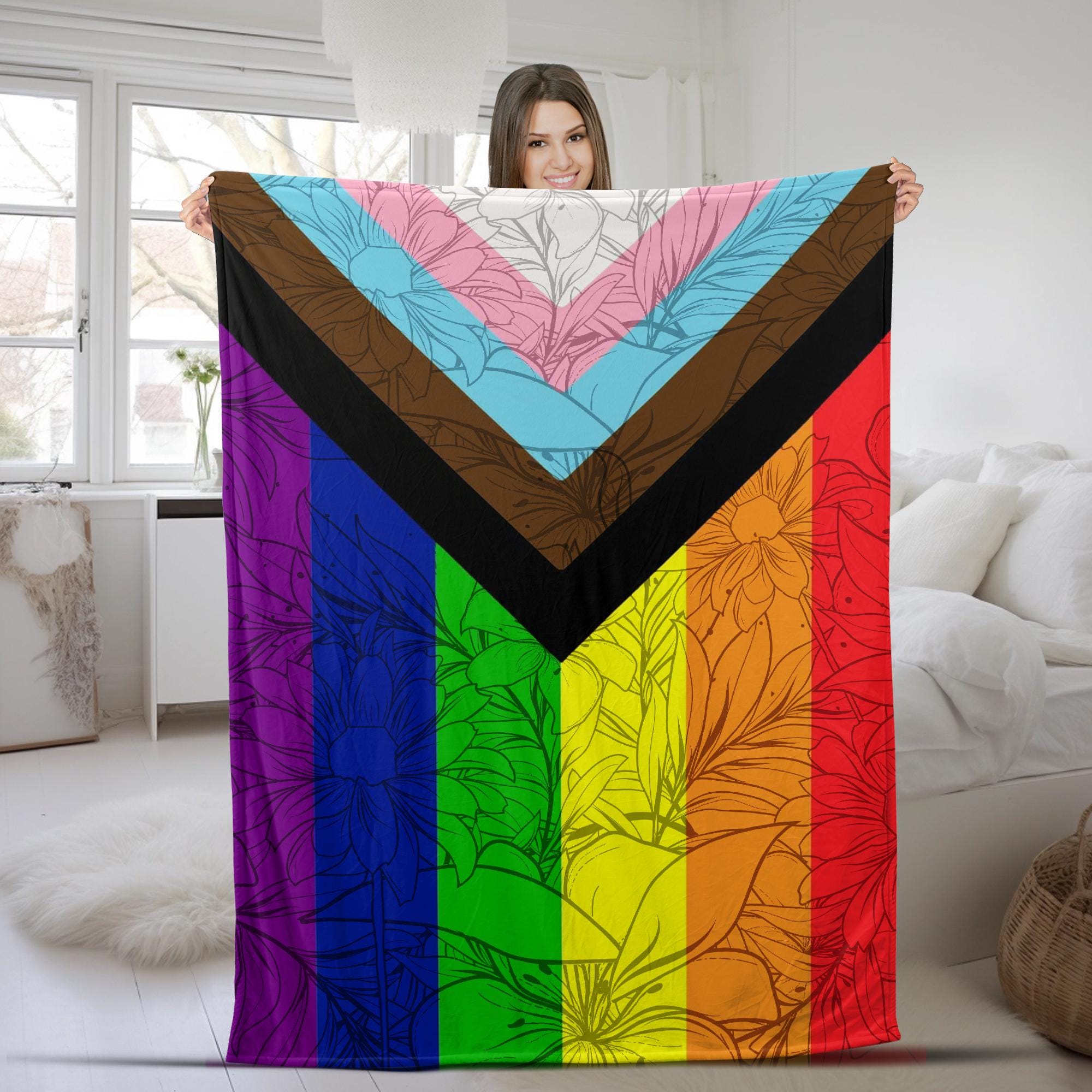 LGBT Flag Blanket/Gay Blanket/Lesbian Blanket/Pride Blanket/Bisexual Blanket/Love is love/Transgender blanket Gift