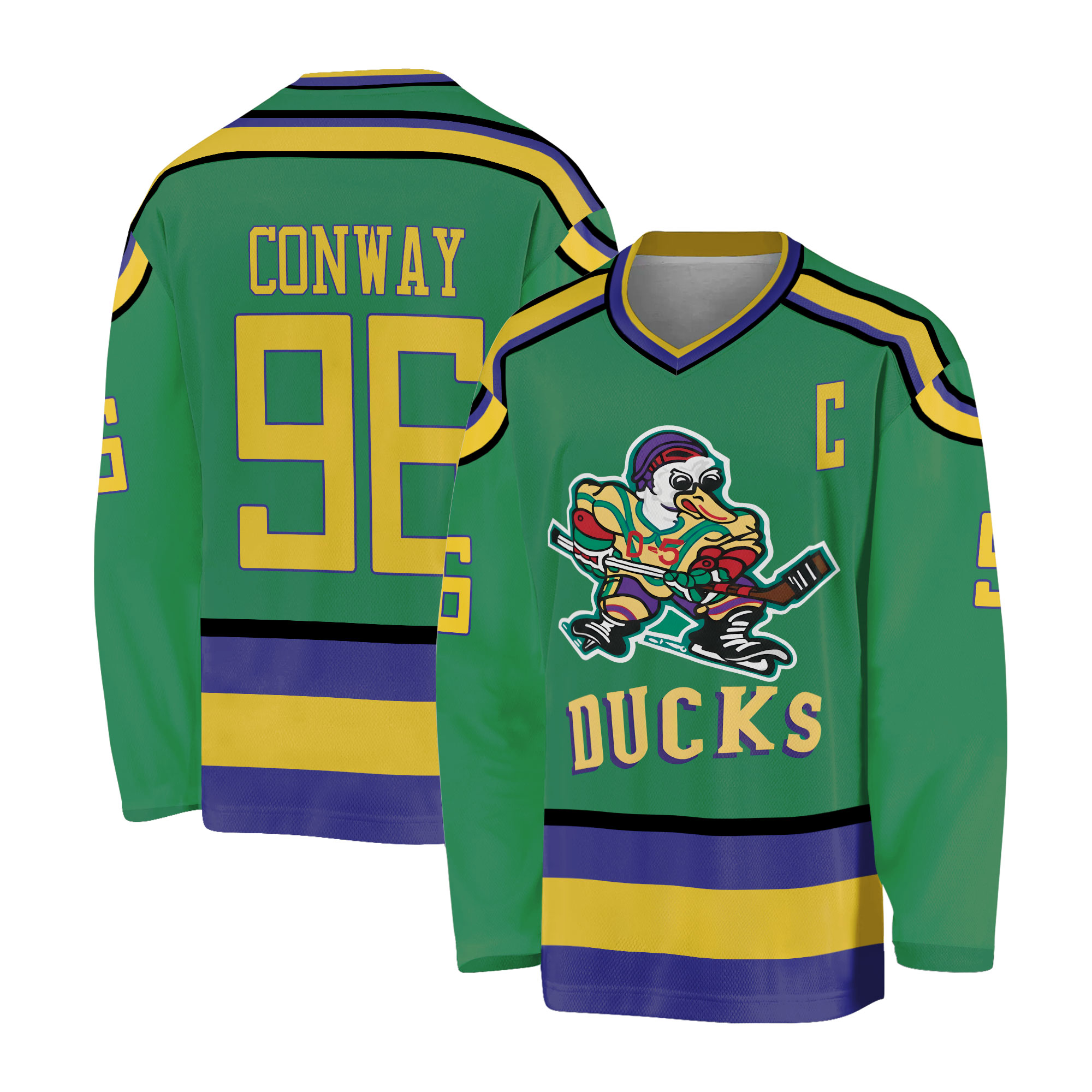 Mighty Ducks D-5 Movie Charlie Conway Green Hockey Jersey