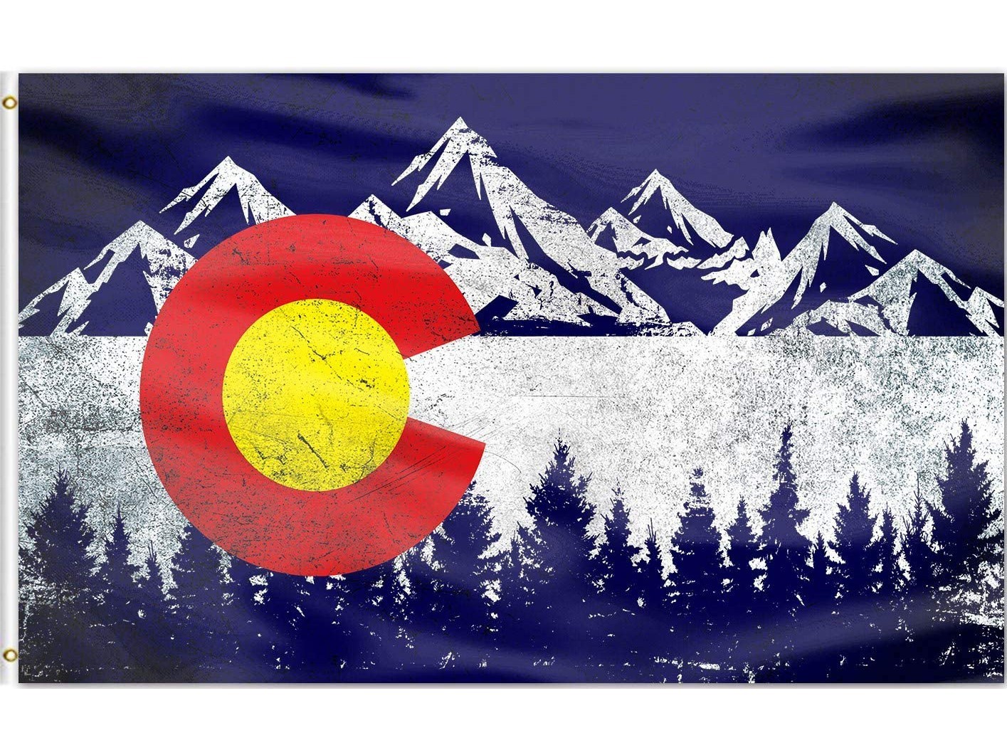 QOR Balance Colorado Flag Mountain Flags Banner,Colorado CO Flags Vintage Mountain Canvas Header Polyester Outdoor Indoor Decor