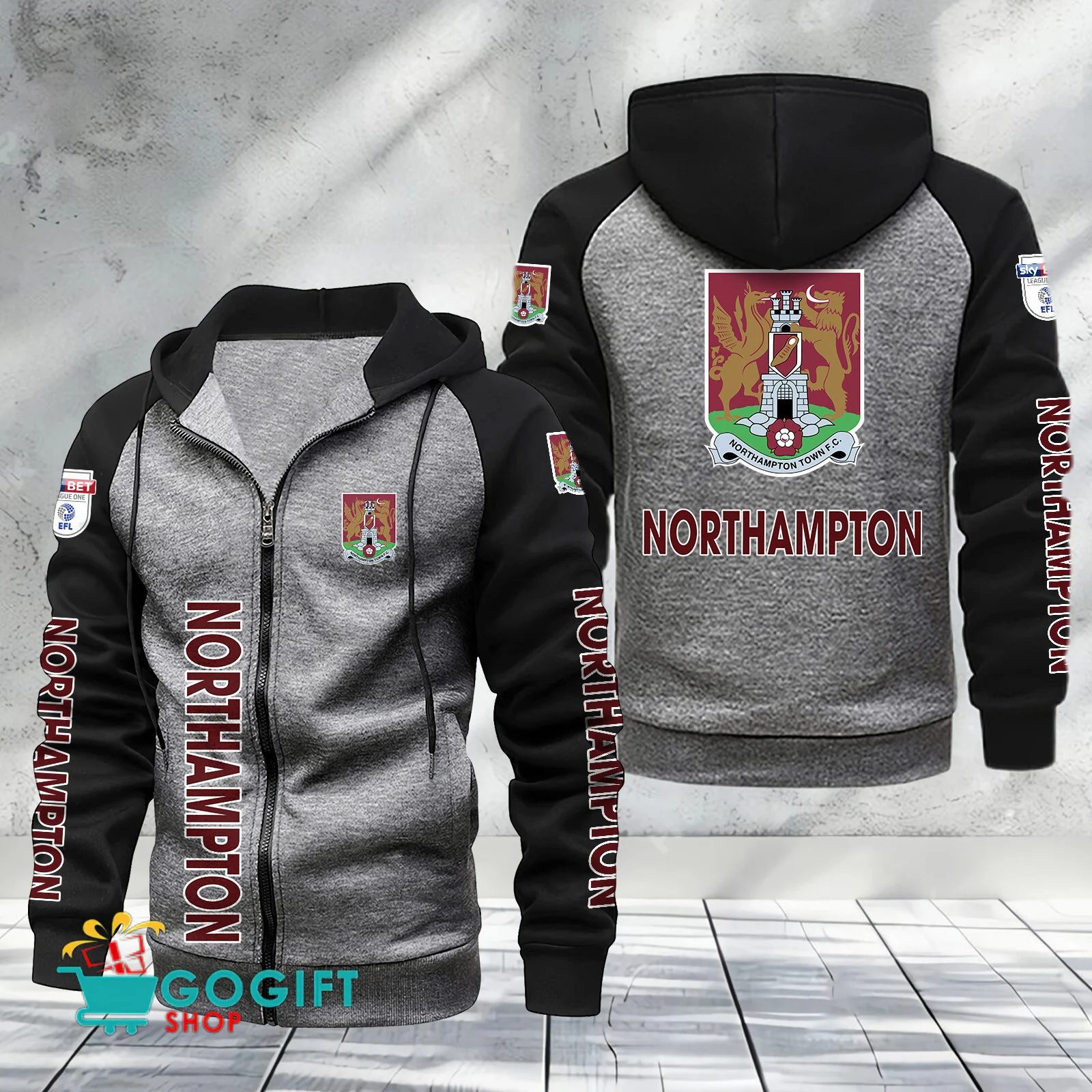 Northampton Town FC Sporty Style Raglan Zipper Hoodie