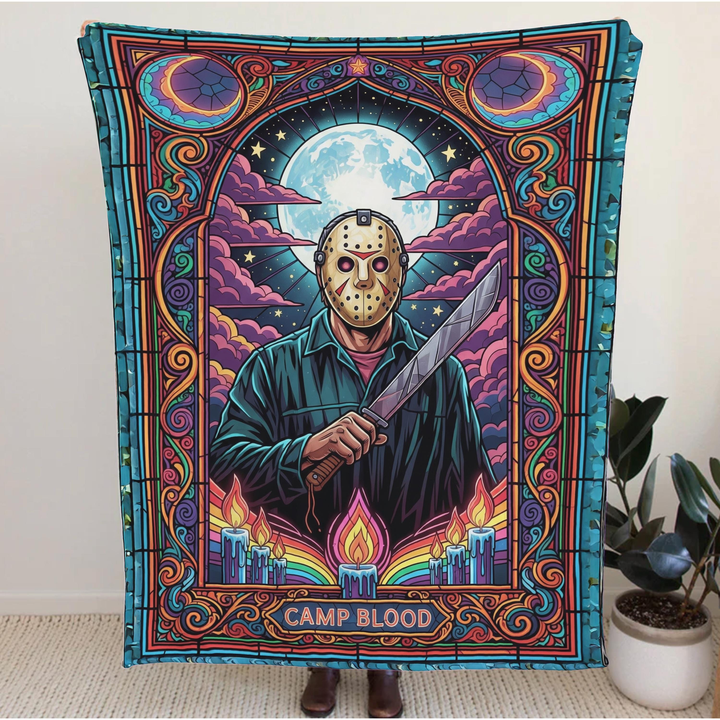 Camp Blood Horror Blanket Jason Inspired Halloween Fleece Blanket