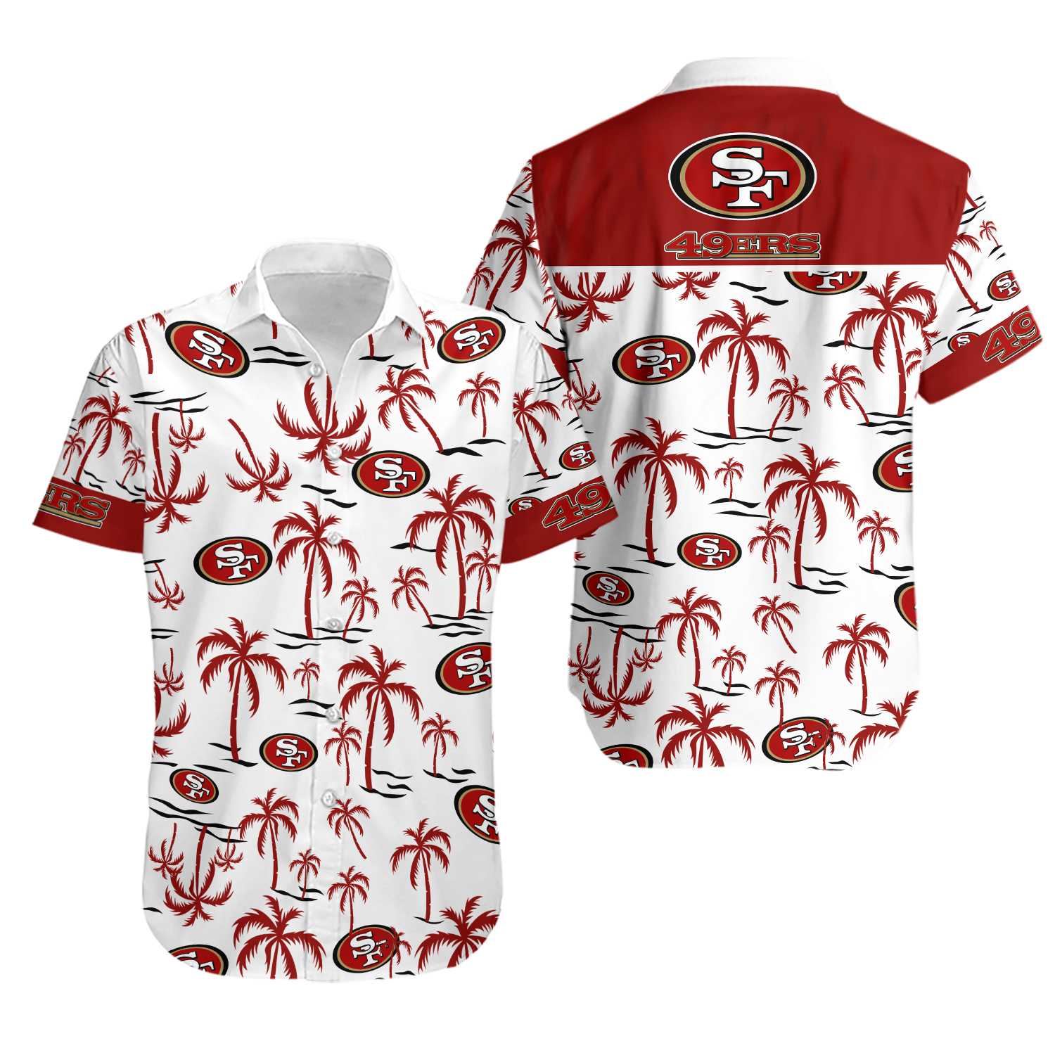San Francisco Football Team 49erss Hawaiian Button Down Shirt