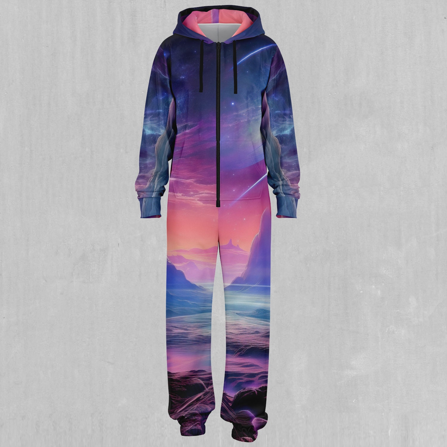 Stellar Dreams Outer Space Galaxy Adult Zip Up Jumpsuit Pajamas