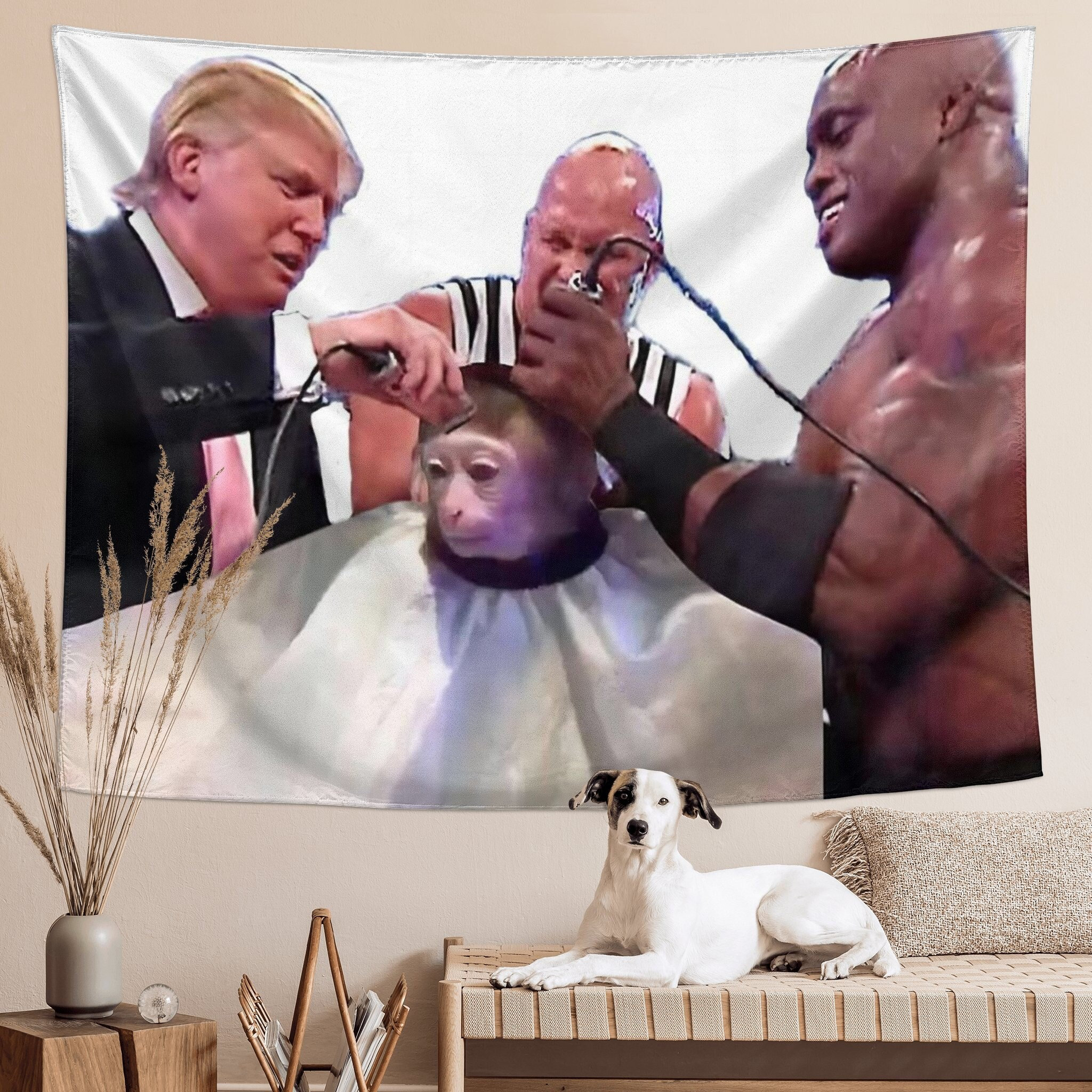 Haircut meme monkey Tapestry For Bedroom College Dorm Home Decor Wall Tapestry