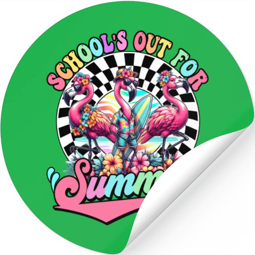 Schools Out For Summer Flamingo Teaches Students Stickers