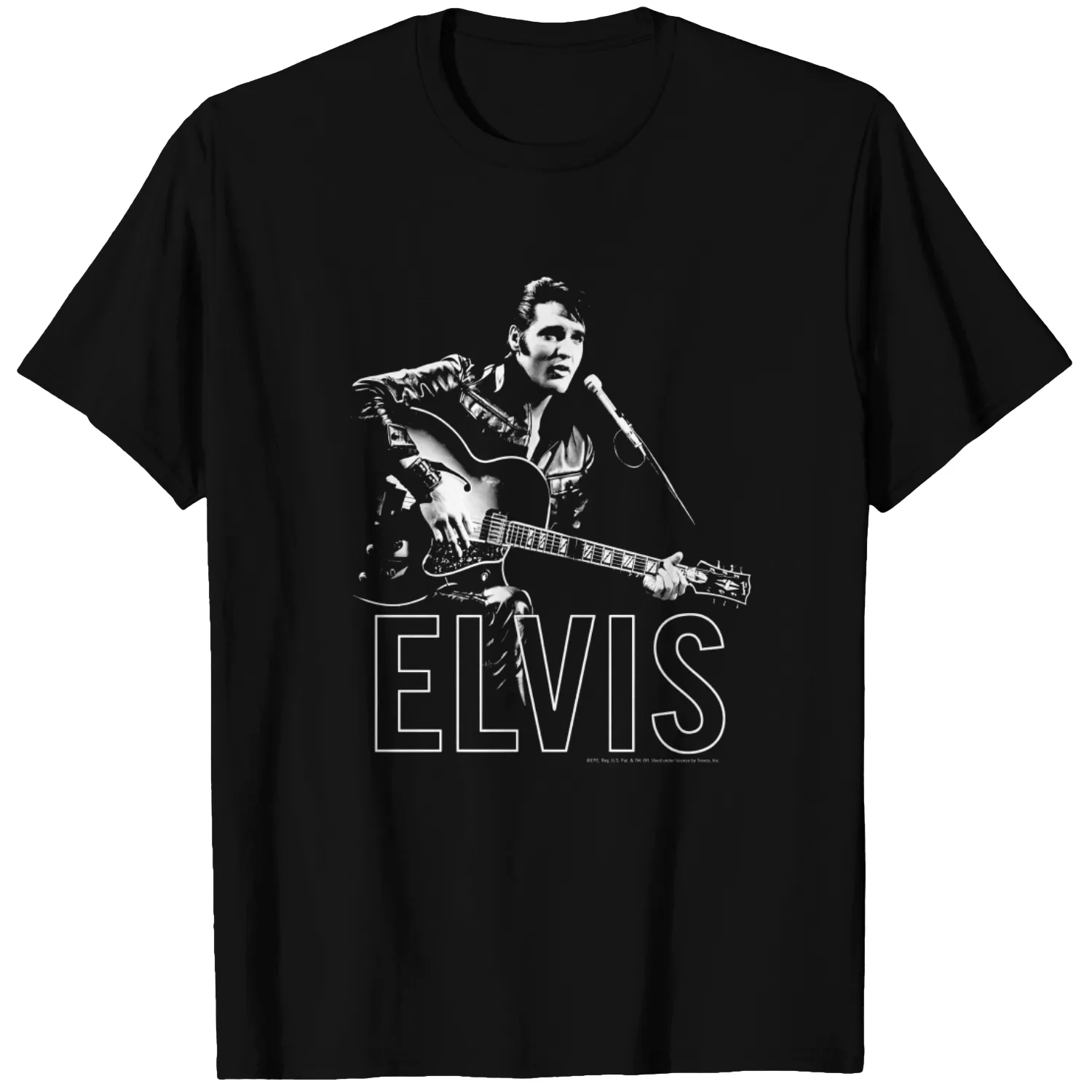 Elvis Presley The King Rock Guitar in Hand Adult T-Shirt