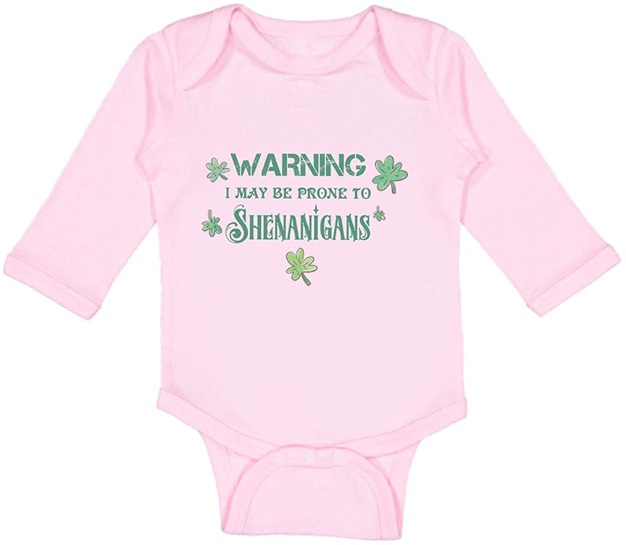 Bodysuit Warning I May Be Prone to Shenanigans St Patrick's Day Baby Long Sleeve Bodysuit