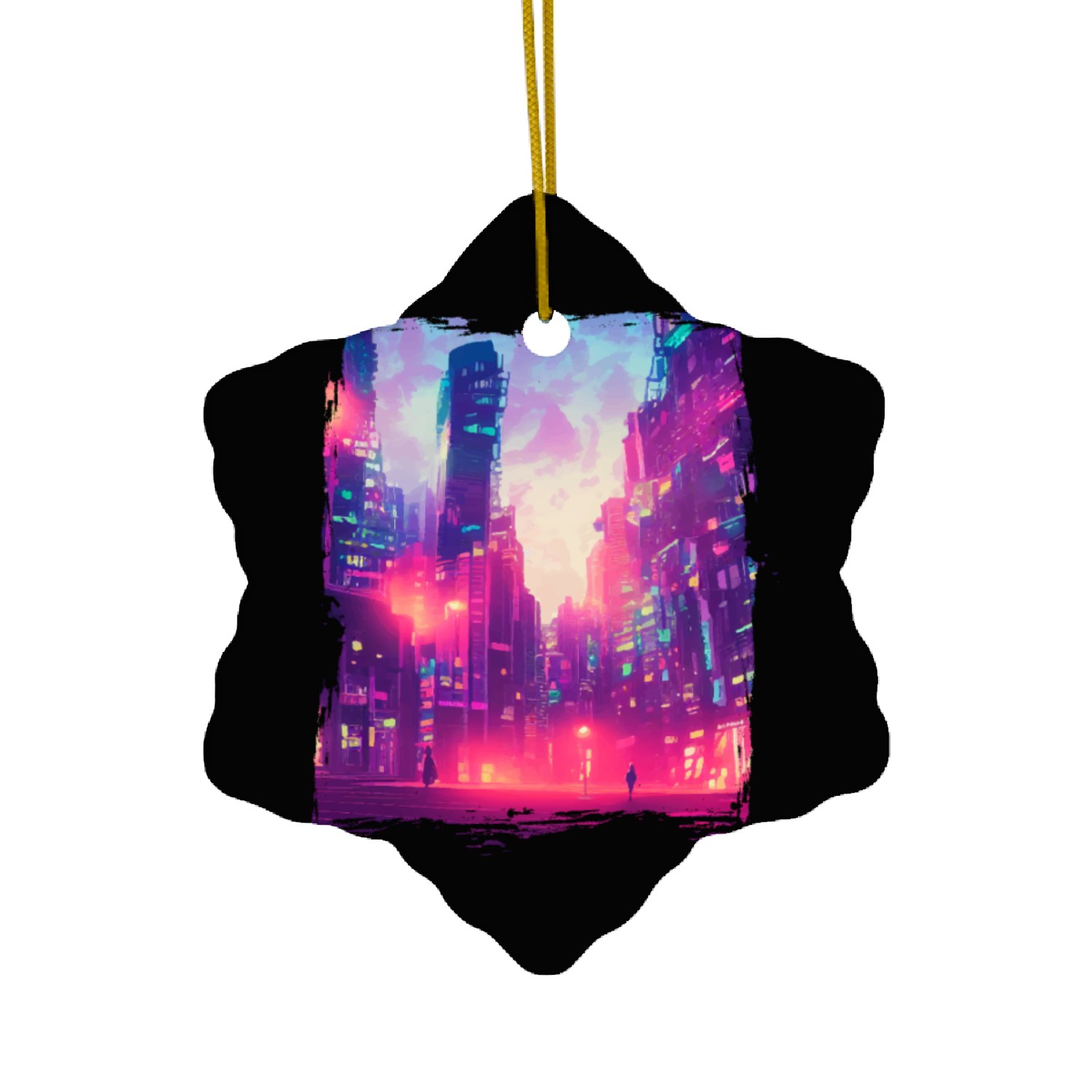 Cool Japanese World Japan Neon City Ceramic Ornaments