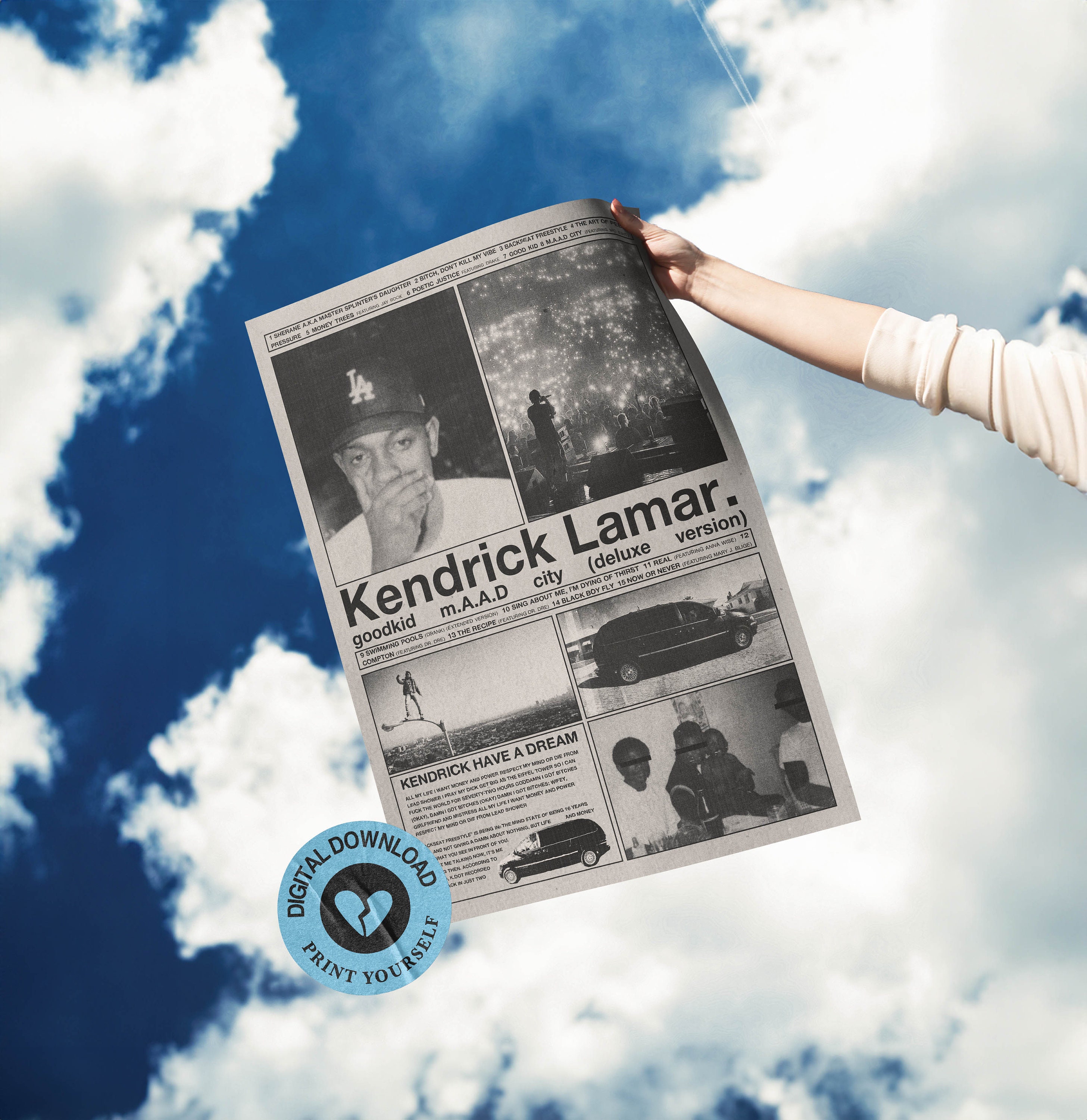 Kendrick Lamar Good Kid M.A.A.D City Poster | Travis Poster | Wall Decor | Album Art Print | Music Poster