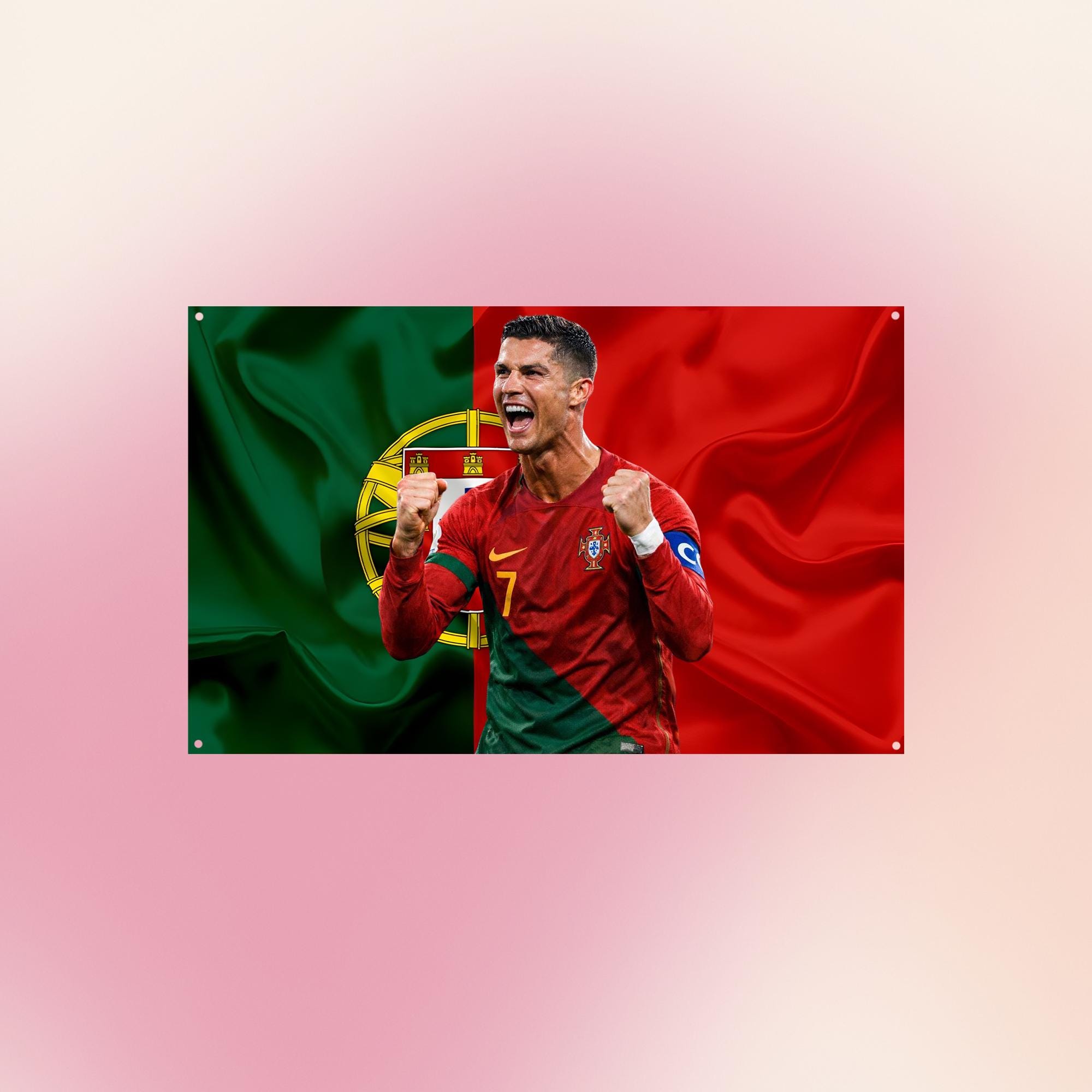 Cristiano Ronaldo Portugal Flag | CR7 Football Wall Tapestry | World Cup Dorm Room Decor | Ronaldo Fan Gift