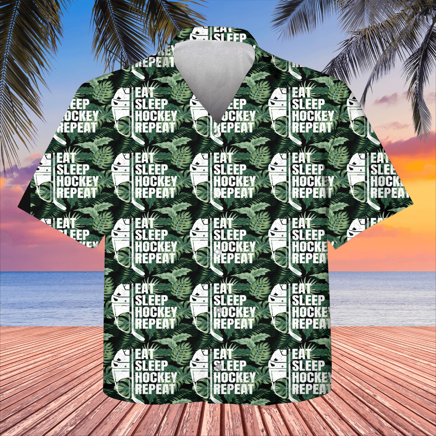 Eat Sleep Hockey Repeat Sport Game lovers Kids Hawaiians