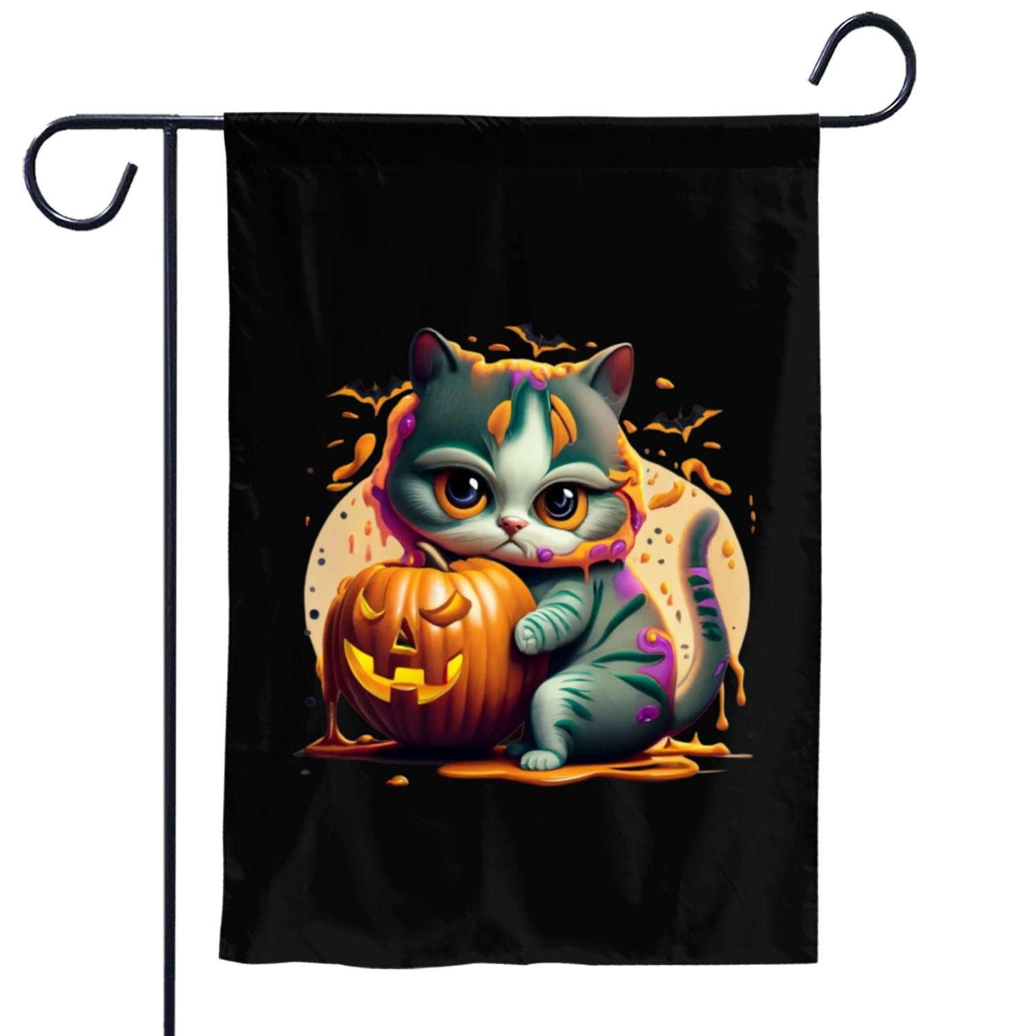Kitty Halloween pumpkin Garden Flags