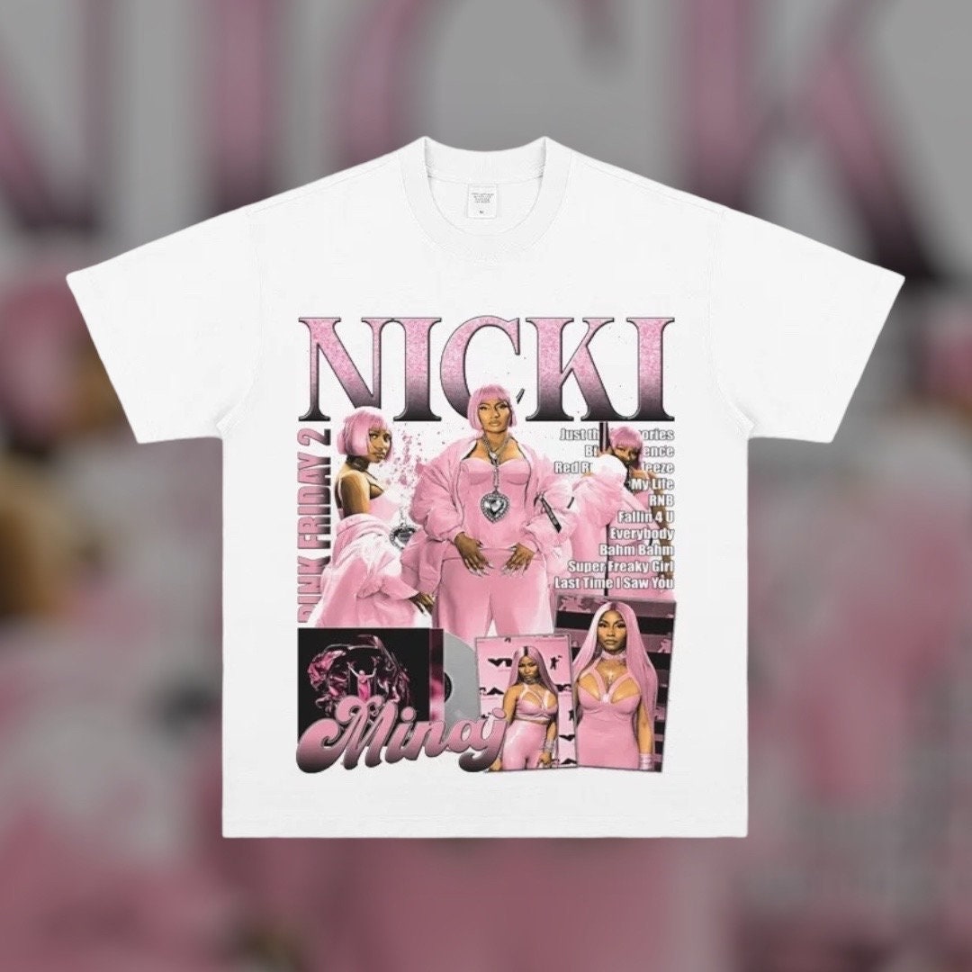 Nicki Minaj Graphic T-Shirt, Pink Friday Album Cover Tee, Hip-Hop Music Merch, Unisex Casual Wear white short sleeve