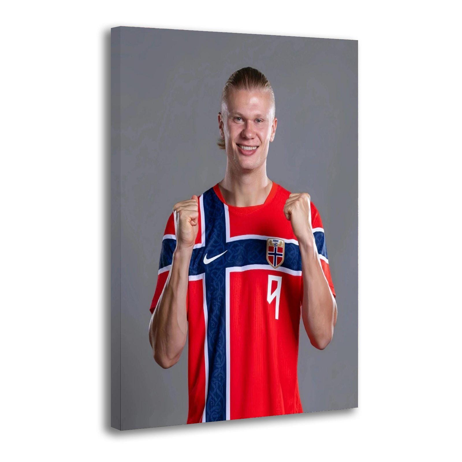 Erling Haaland Norway Red Jersey Fists Portrait Painting On Canvas Wall Art Poster Picture Print Living Room Walls Decor Home Posters