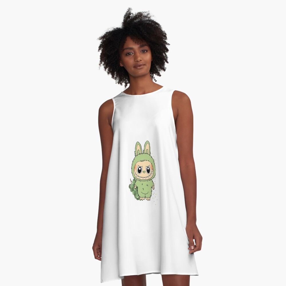Green Grape Labubu A-Line Dress, Gift for Her