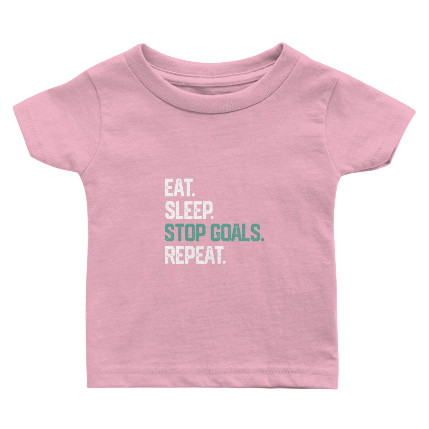 EAT SLEEP STOP GOALS REPEAT idea Goalie Soccer Hoc Baby T Shirts