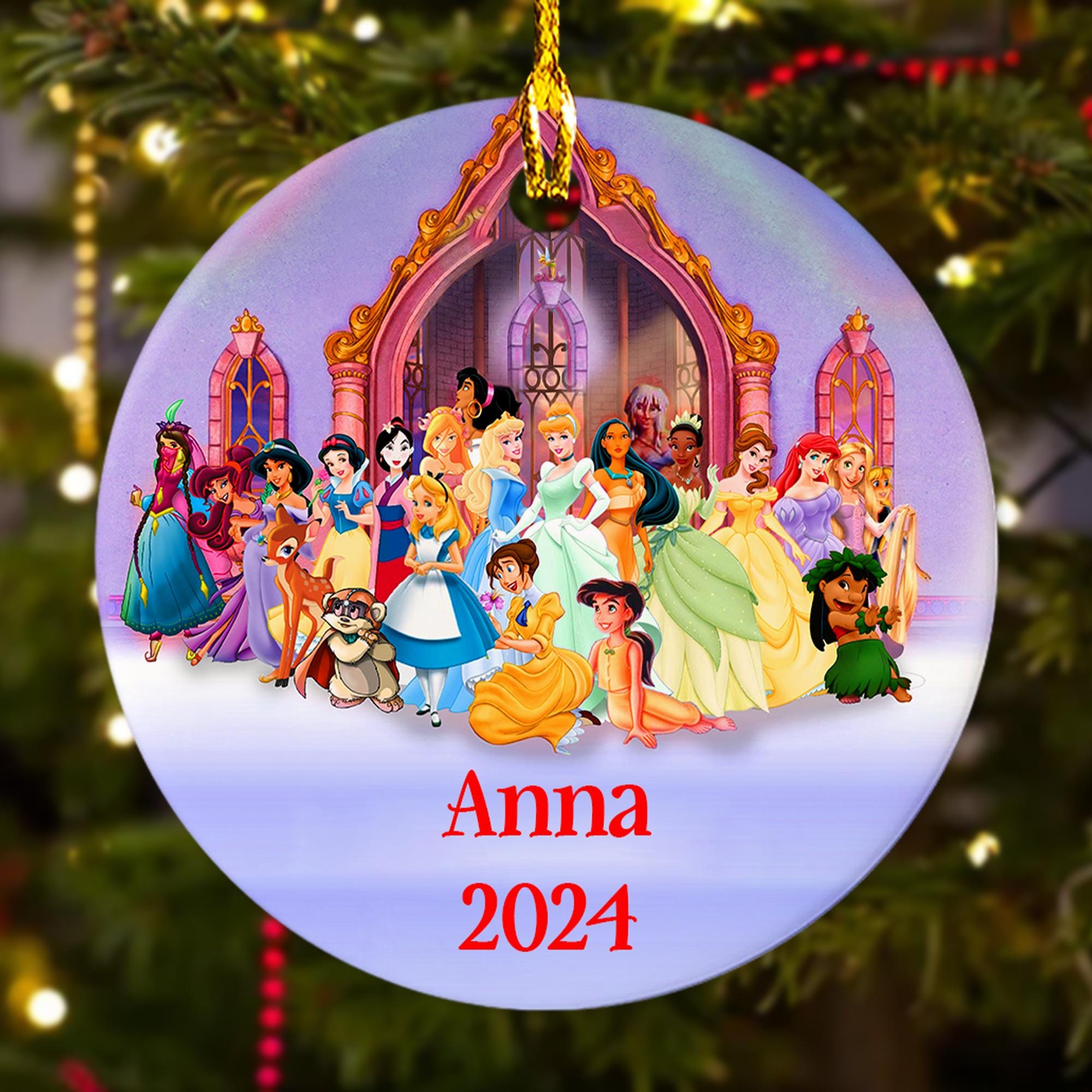 Personalized Princess Group Christmas Ornament, Princess Castle Customized 2024 Christmas Tree Decor, Princess Lover Xmas Gift For Kid