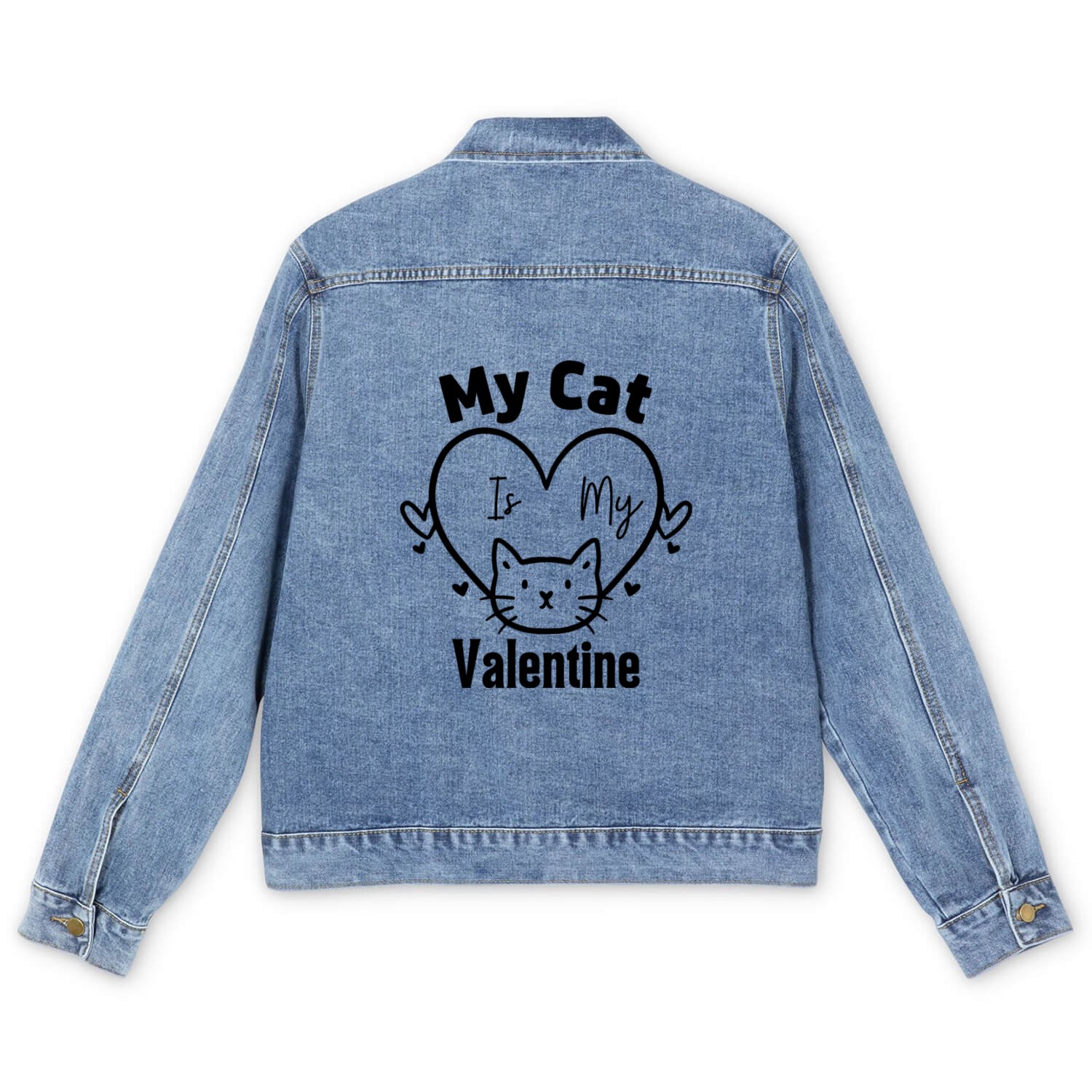 My Cat Is My Valentine cool 70s Men's Denim Jackets