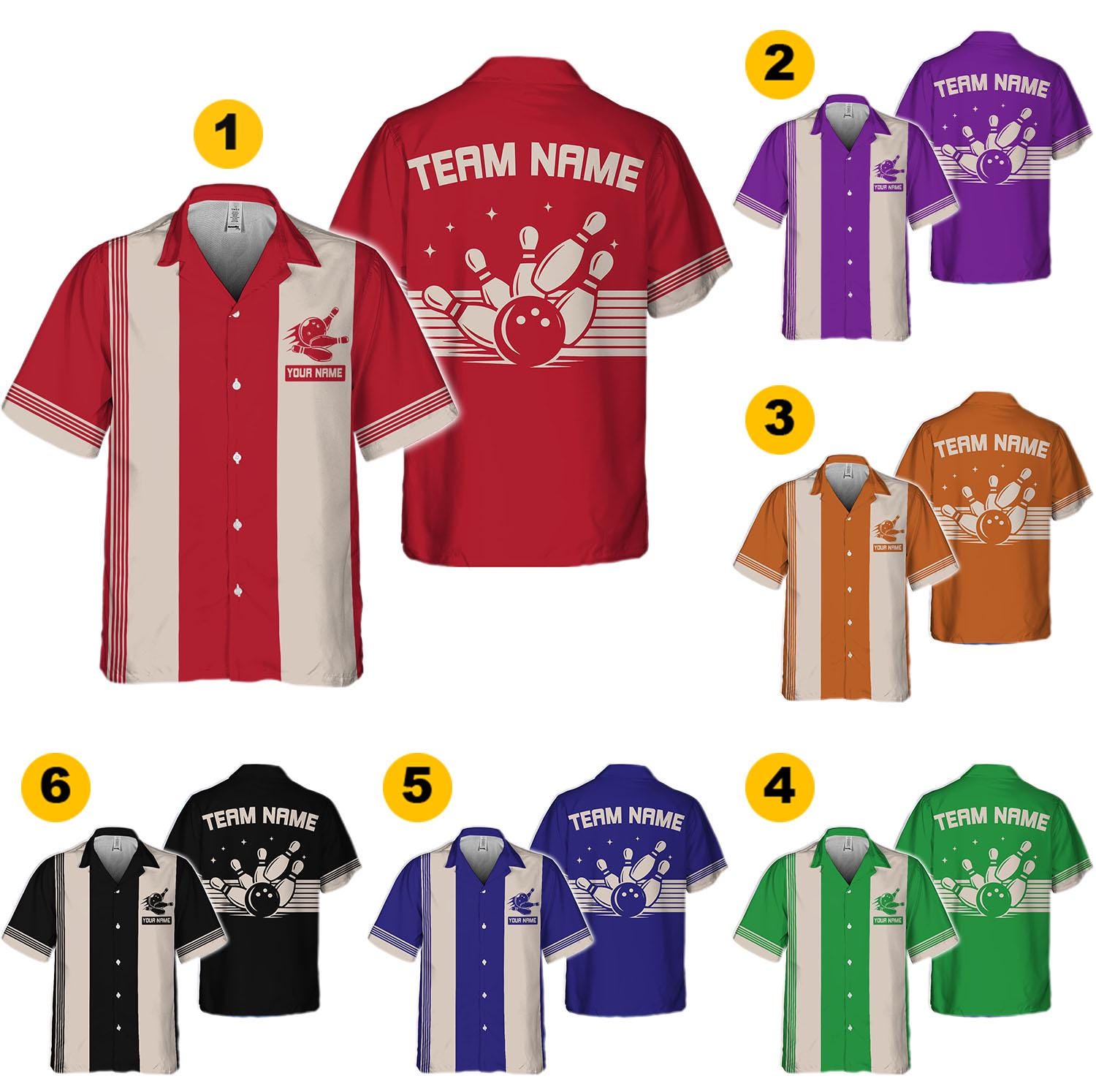 Personalized Retro Bowling Hawaiian Shirt, Matching Bowling Team Shirt, Bowling Lover Gift