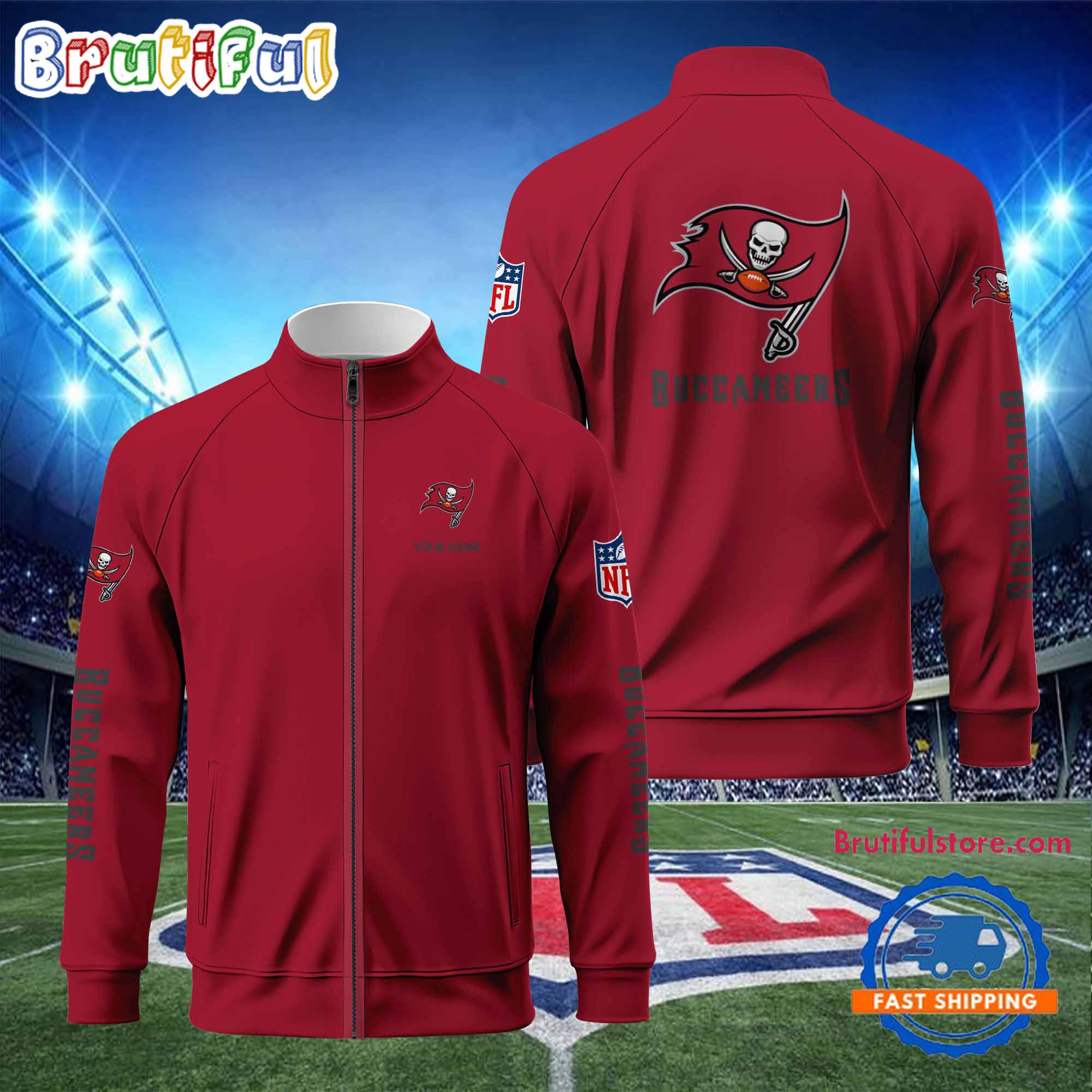 Tampa Bay Buccaneers Football Logo Team Standing Neck Zipper Jacket, Custom Football Zipper Jacket
