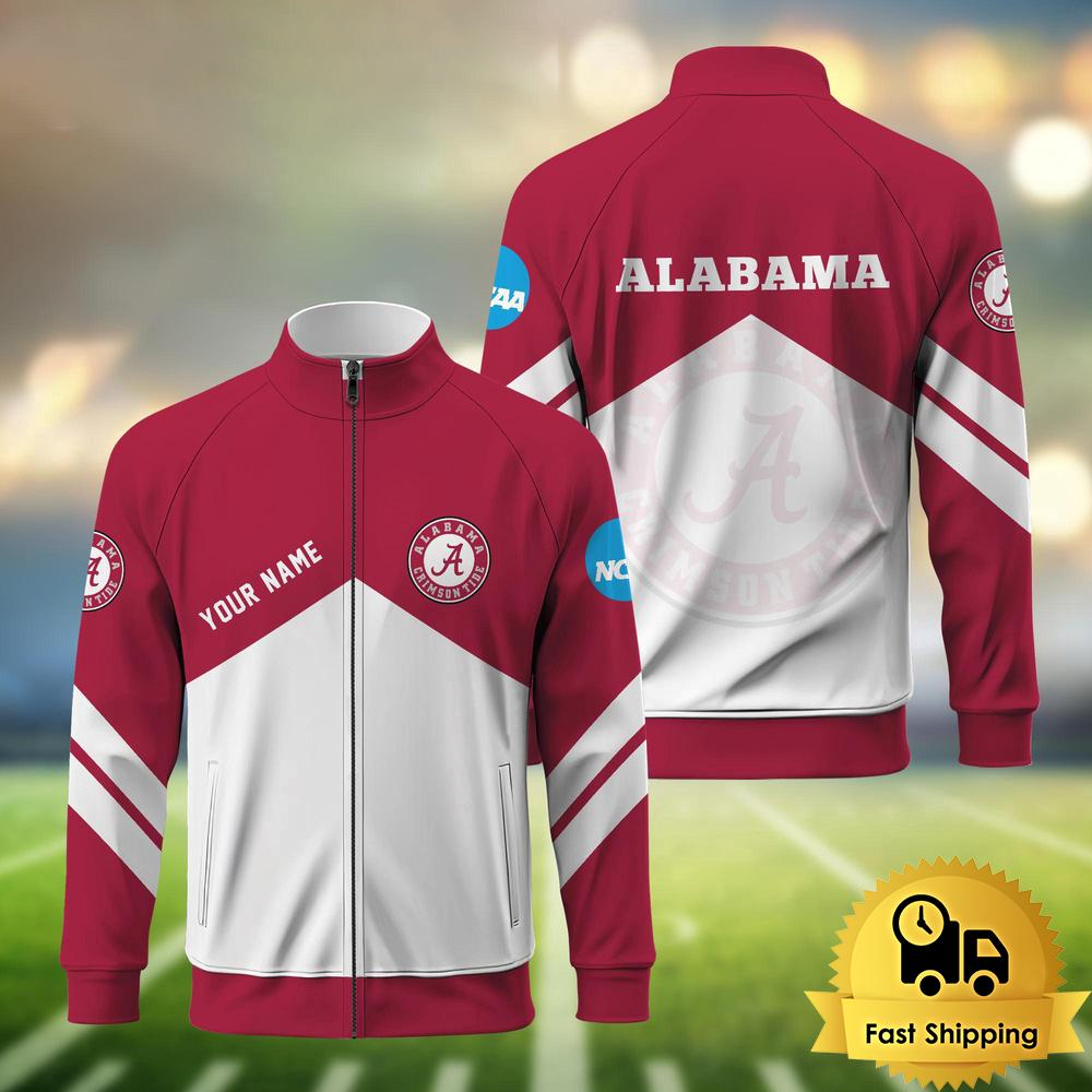 Alabamaa Crimson Tide Logo Custom Standing Neck Zipper Jacket