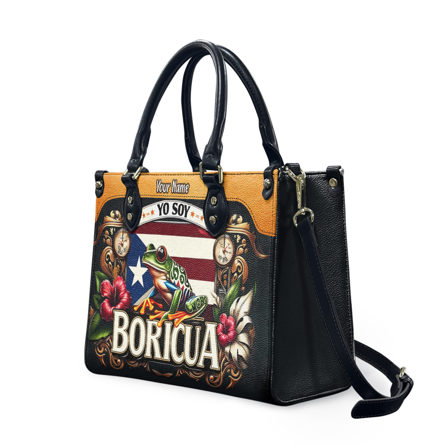 Boricua Leather Handbag, Women Leather Bag Gift