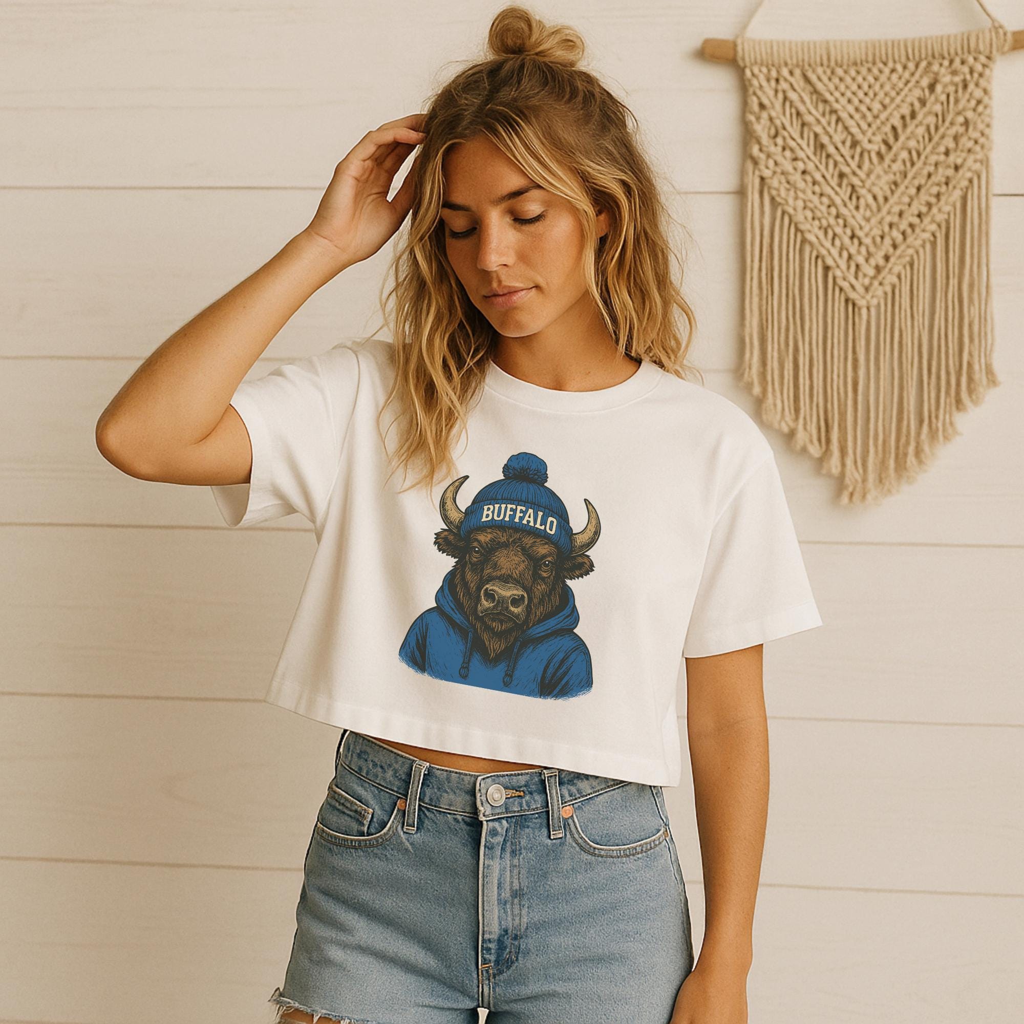 Buffalo Bills Crop Top: Football Mascot, Women's Tee