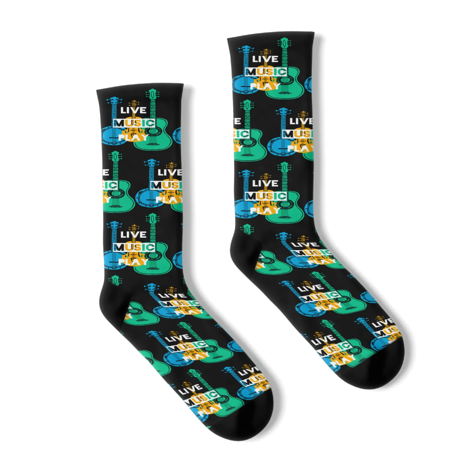 live music play lettering slogan retro Socks