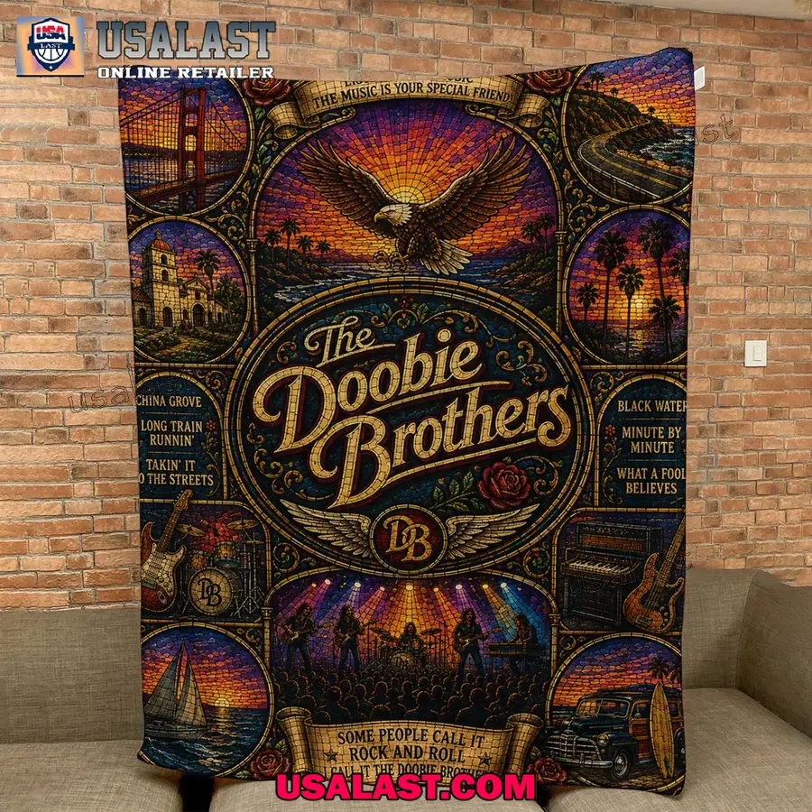The Doobie Brothers Band Stained Glass Quilt Blanket